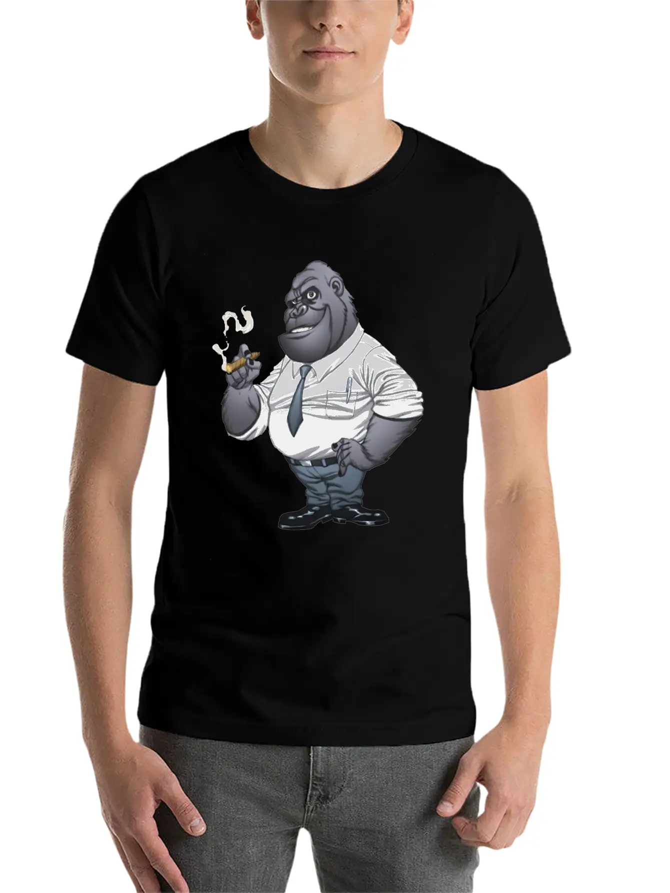 Cigar Smoking Gorilla Stylish Everyday T-Shirt – Unisex Basic Cotton Tee