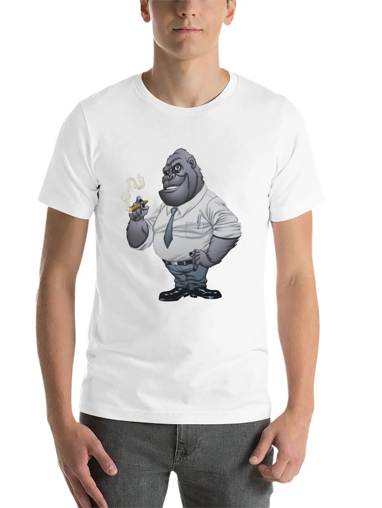 Cigar Smoking Gorilla Stylish Everyday T-Shirt – Unisex Basic Cotton Tee