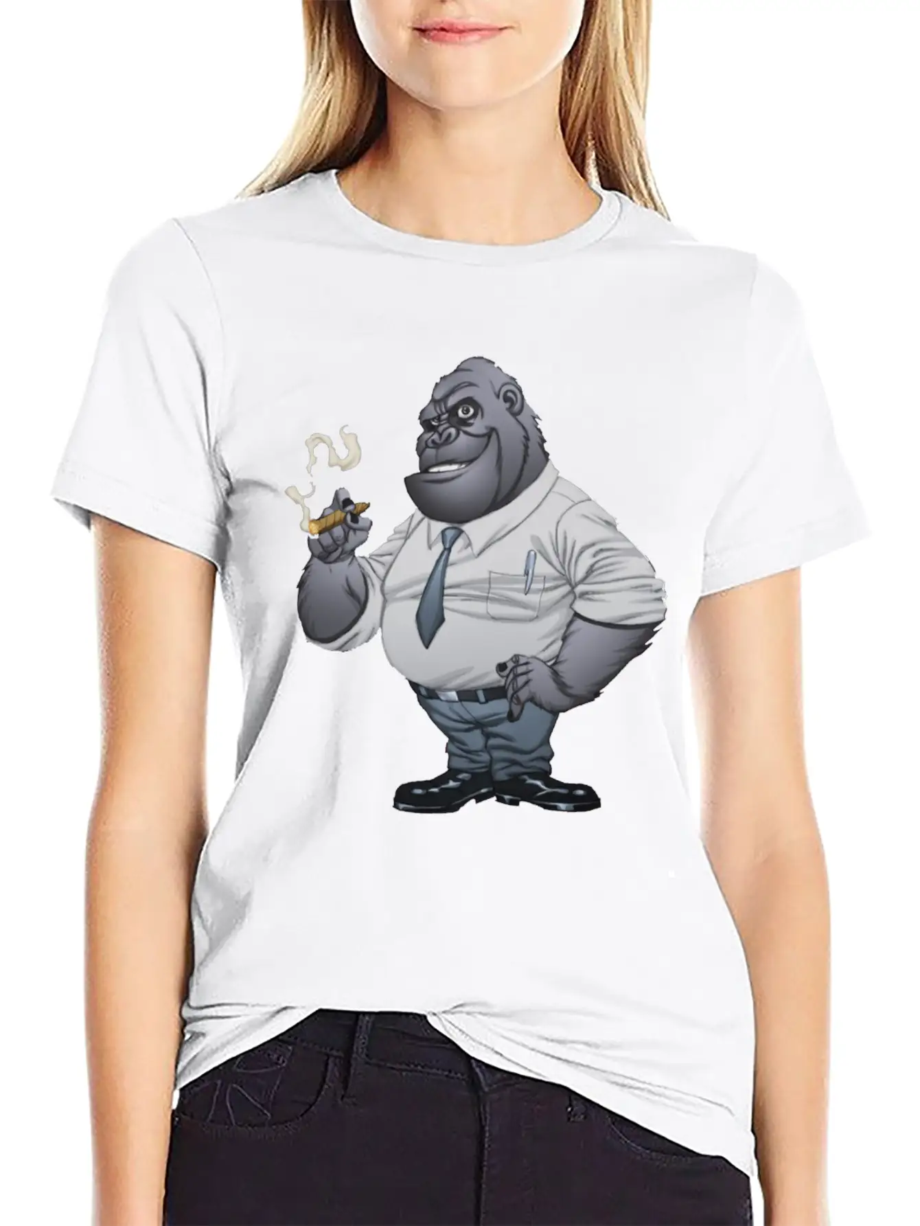 Cigar Smoking Gorilla Stylish Everyday T-Shirt – Unisex Basic Cotton Tee