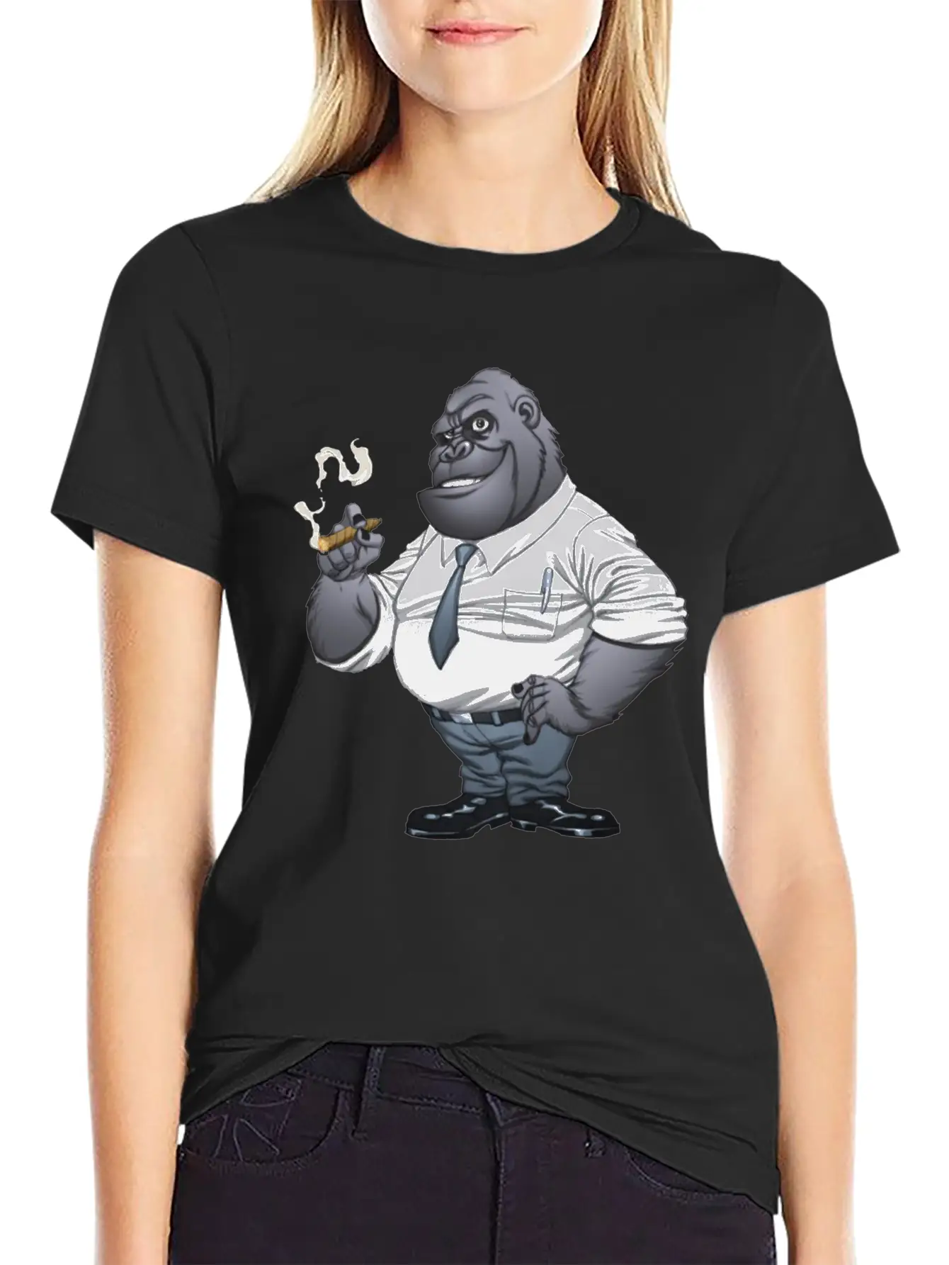 Cigar Smoking Gorilla Stylish Everyday T-Shirt – Unisex Basic Cotton Tee