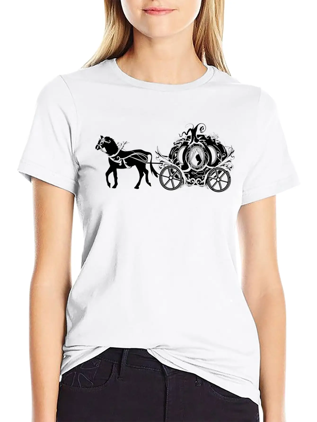 Cinderella In The Pumpkin Carriage Unisex Short Sleeve Soft Cotton T-Shirt – Casual Everyday Wear