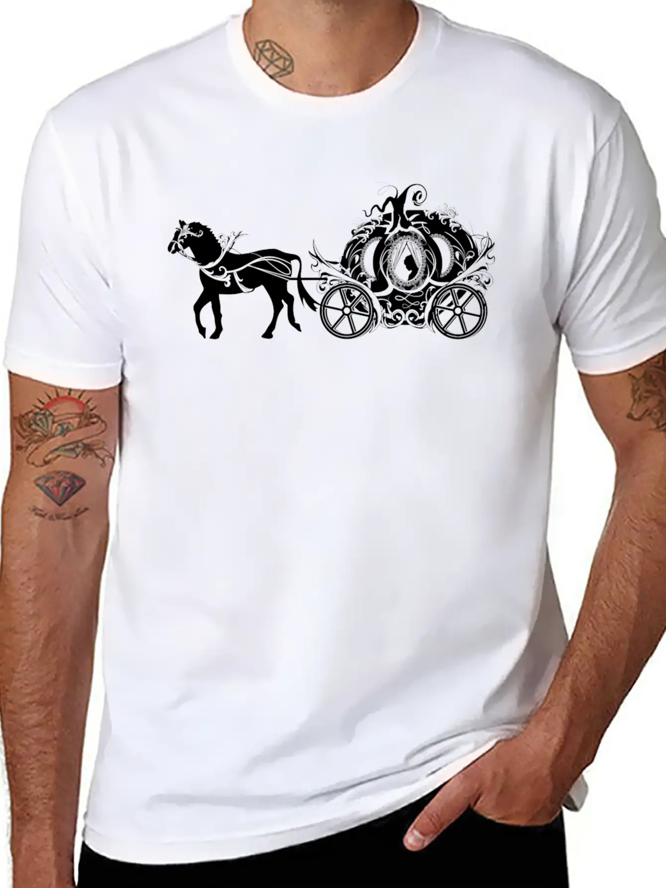 Cinderella In The Pumpkin Carriage Unisex Short Sleeve Soft Cotton T-Shirt – Casual Everyday Wear