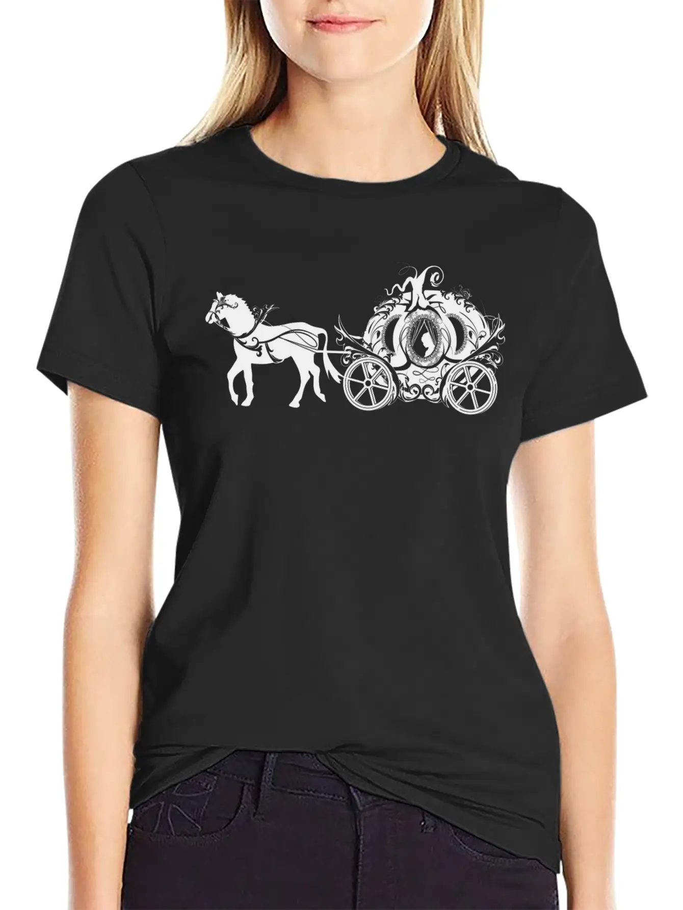 Cinderella In The Pumpkin Carriage Unisex Short Sleeve Soft Cotton T-Shirt – Casual Everyday Wear