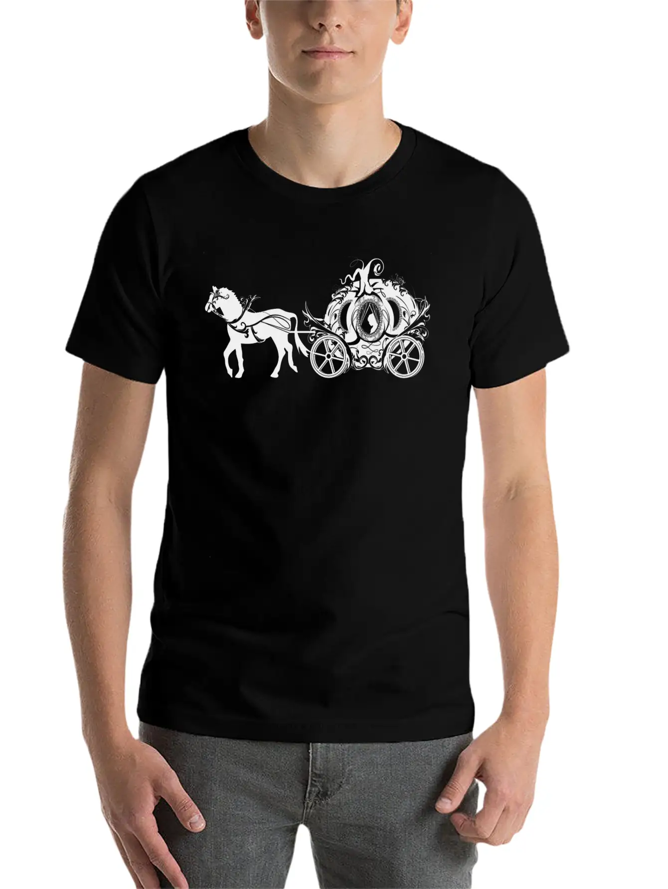 Cinderella In The Pumpkin Carriage Unisex Short Sleeve Soft Cotton T-Shirt – Casual Everyday Wear