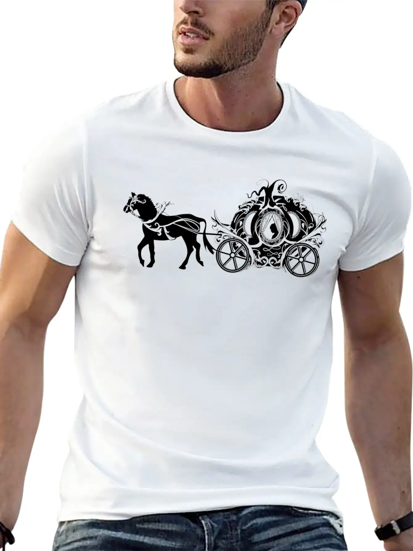 Cinderella In The Pumpkin Carriage Unisex Short Sleeve Soft Cotton T-Shirt – Casual Everyday Wear