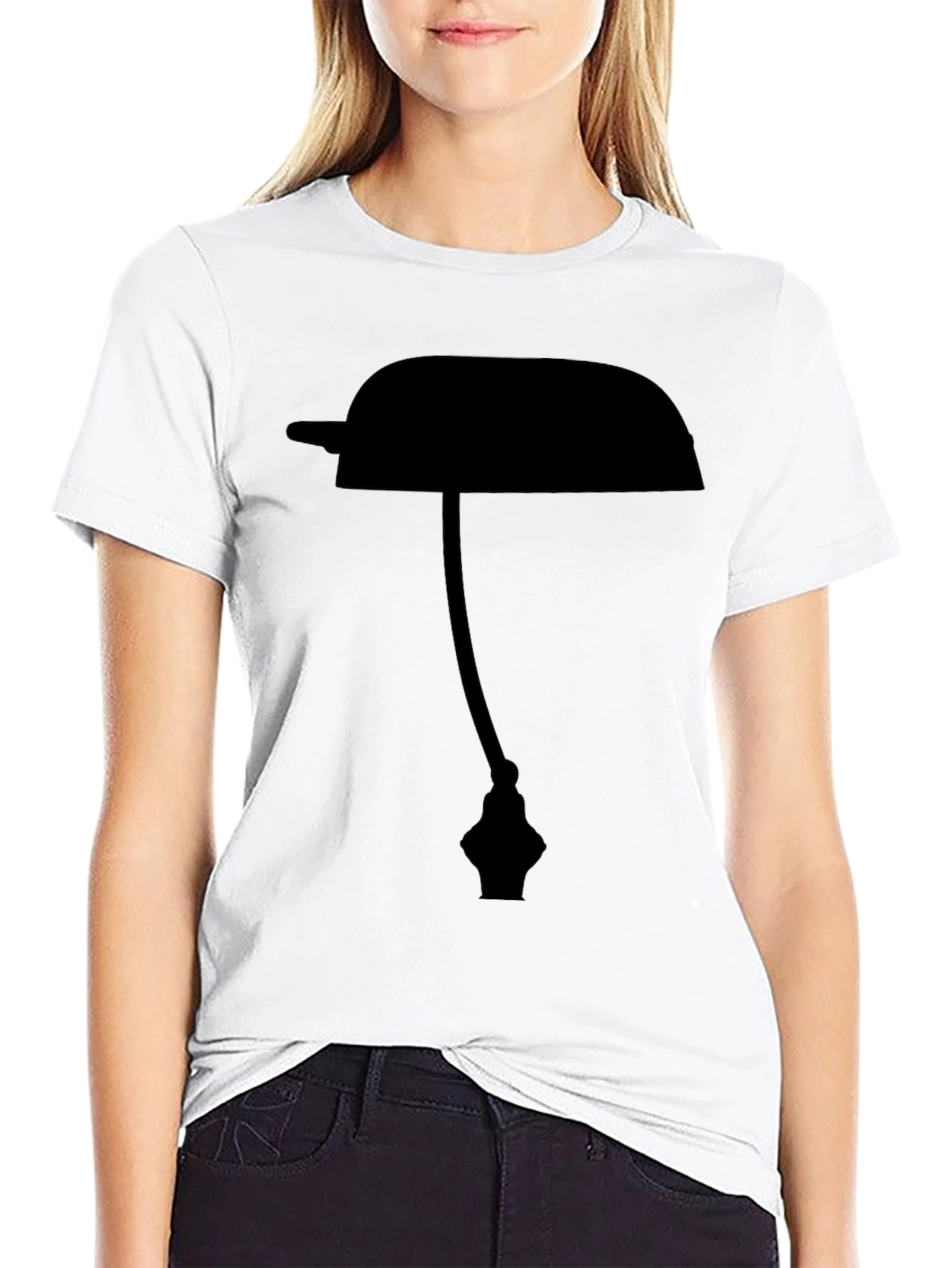 Black T-Shirt with Lamp Silhouette Design