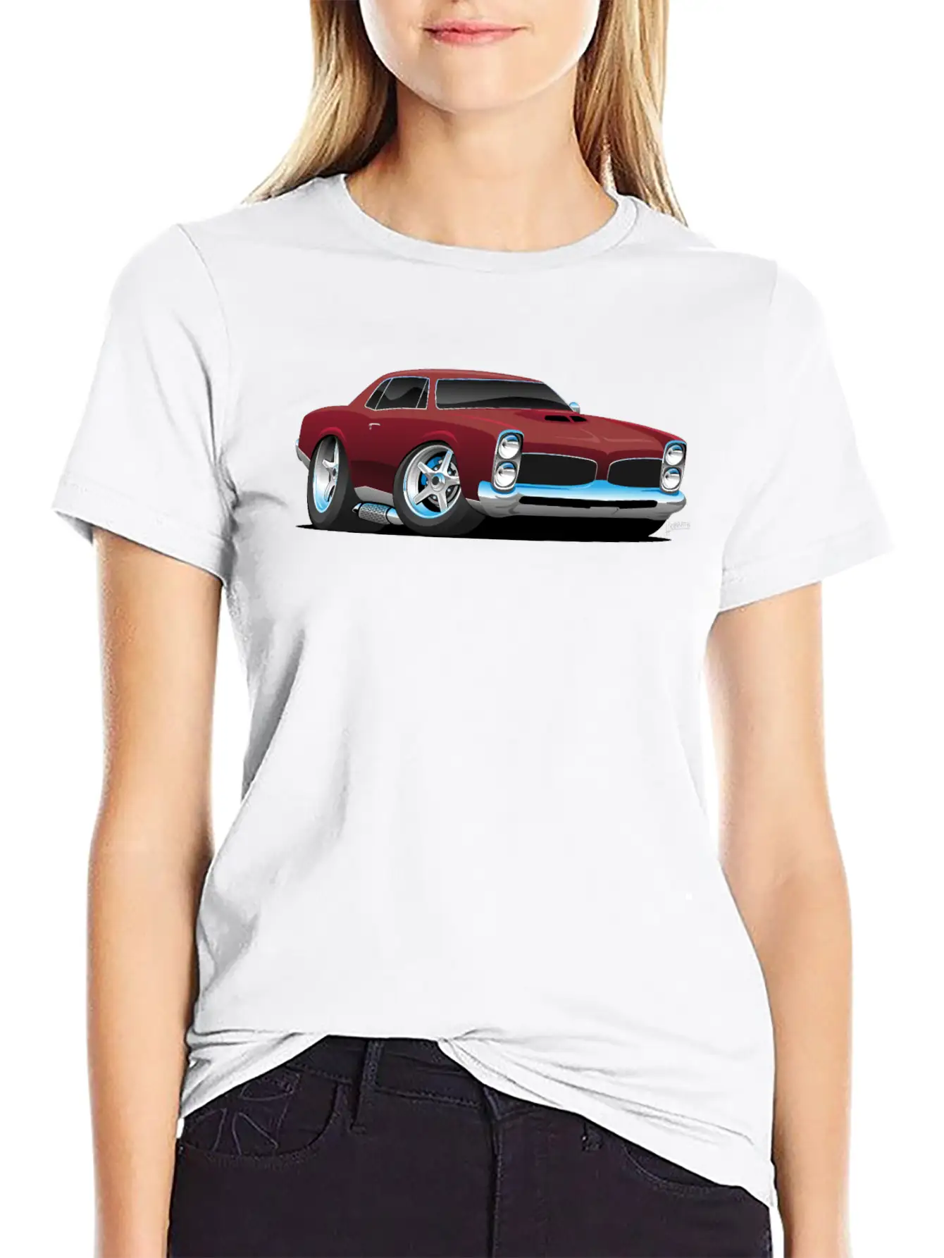 Classic American Muscle Car Cartoon Relaxed Everyday Tee – Lightweight And Durable Cotton