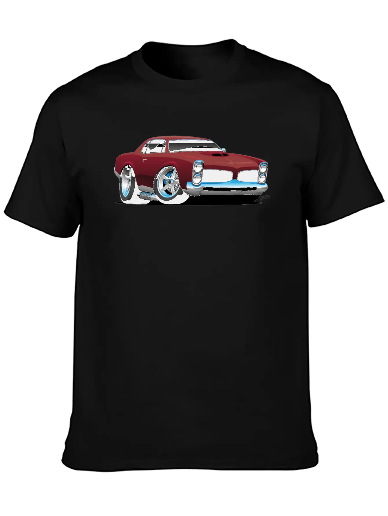 Classic American Muscle Car Cartoon Relaxed Everyday Tee – Lightweight And Durable Cotton