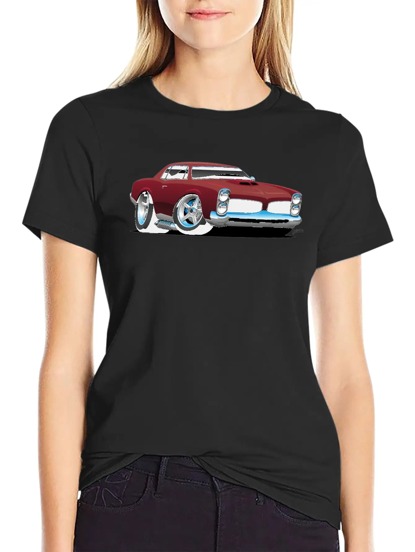 Classic American Muscle Car Cartoon Relaxed Everyday Tee – Lightweight And Durable Cotton