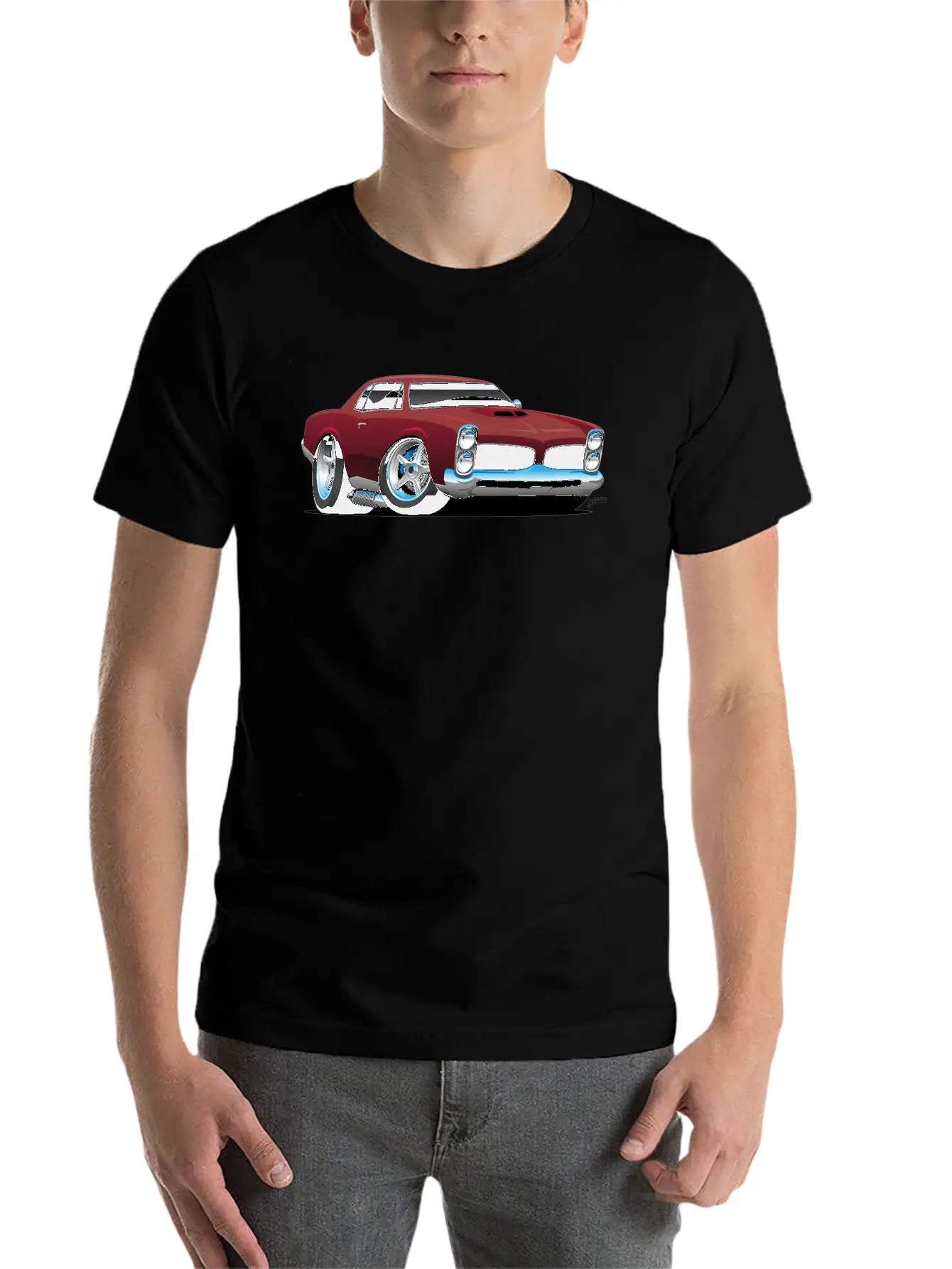 Classic American Muscle Car Cartoon Relaxed Everyday Tee – Lightweight And Durable Cotton