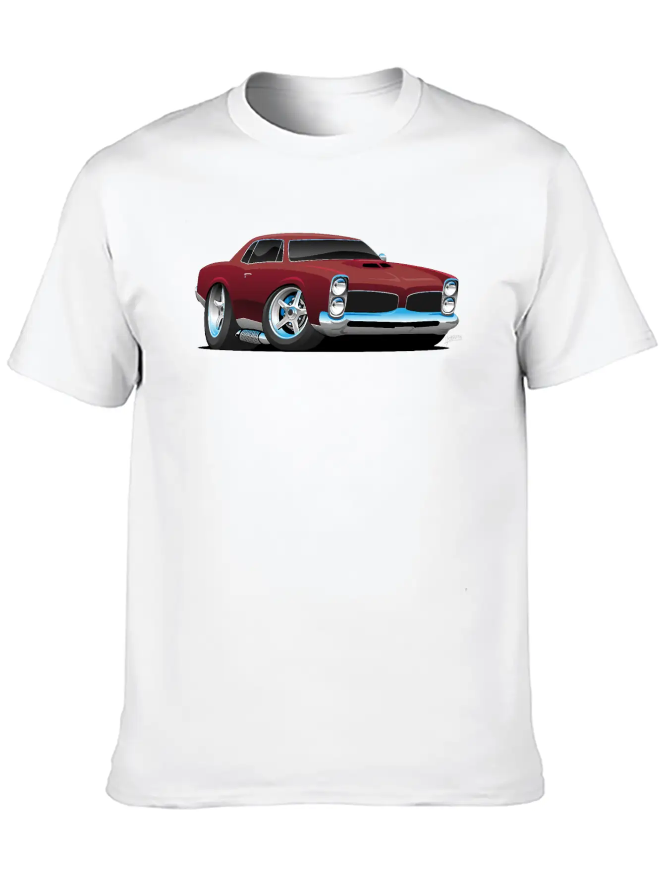 Classic American Muscle Car Cartoon Relaxed Everyday Tee – Lightweight And Durable Cotton