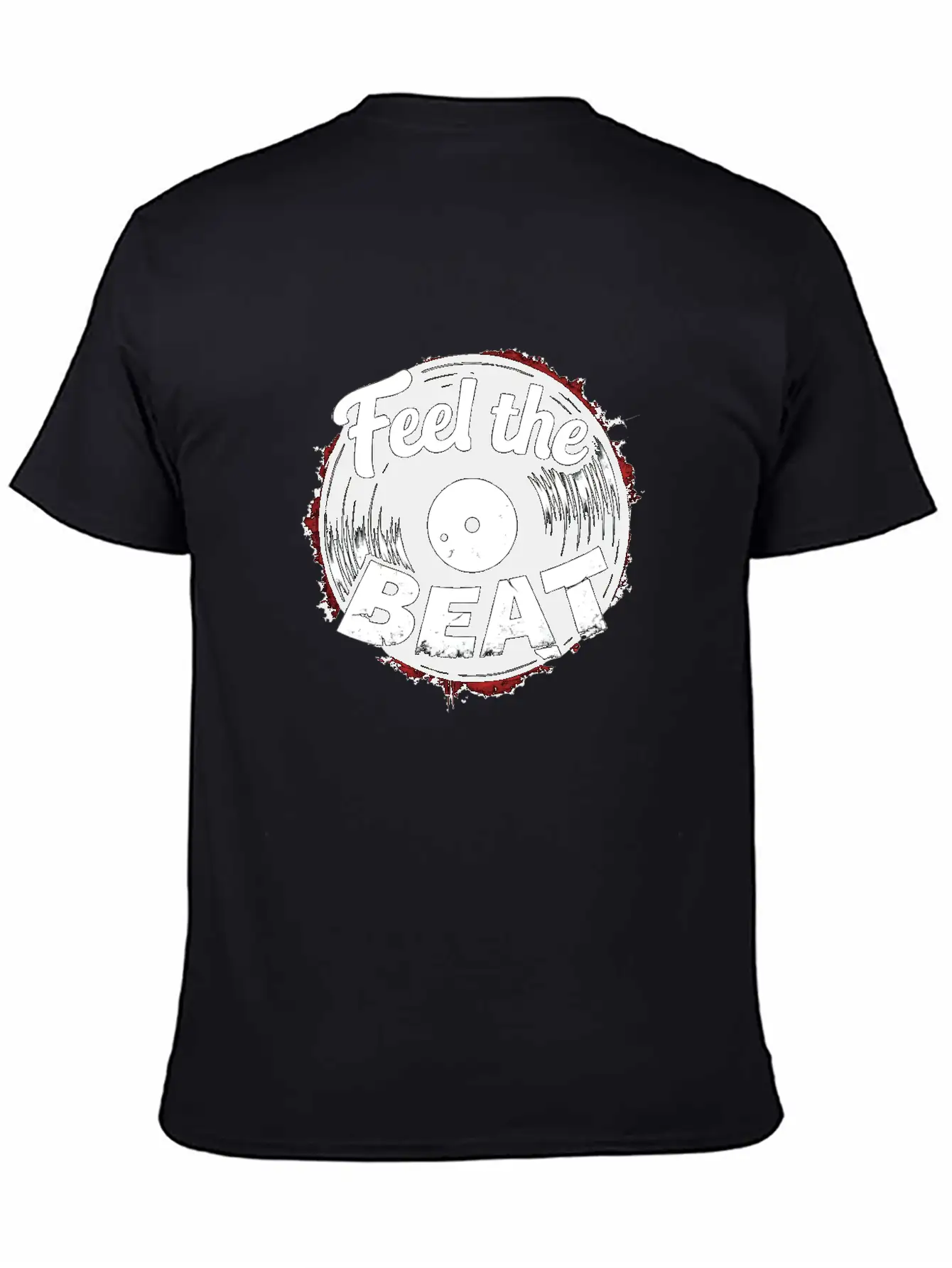 Classic Vinyl 'Feel The Beat' Unisex Short Sleeve Soft Cotton T-Shirt – Casual Everyday Wear