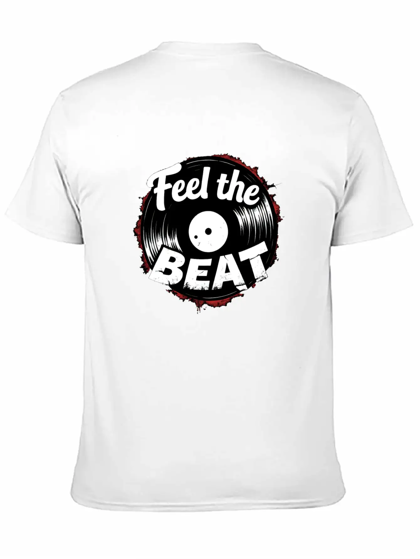 Classic Vinyl 'Feel The Beat' Unisex Short Sleeve Soft Cotton T-Shirt – Casual Everyday Wear