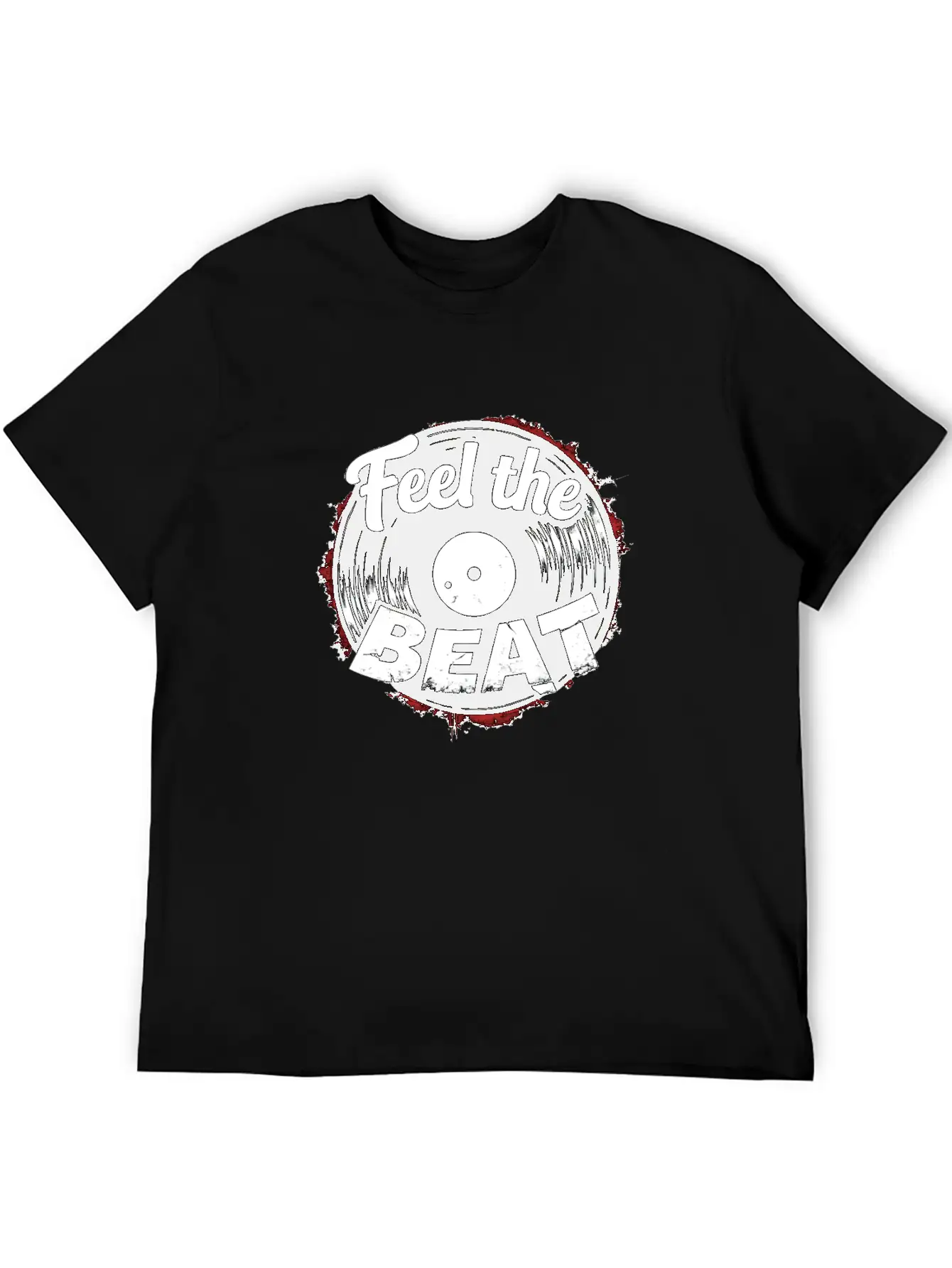Classic Vinyl 'Feel The Beat' Unisex Short Sleeve Soft Cotton T-Shirt – Casual Everyday Wear