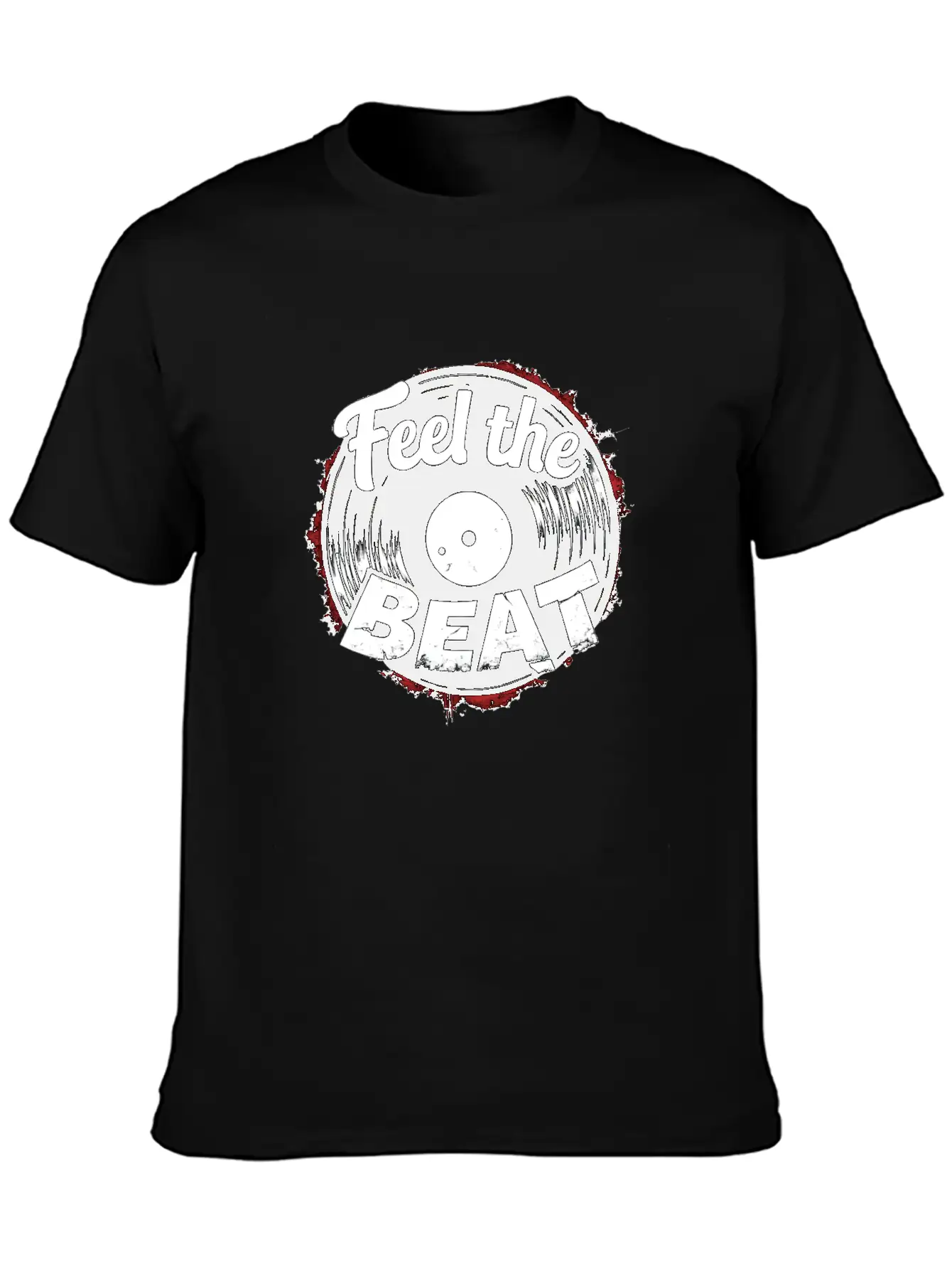 Classic Vinyl 'Feel The Beat' Unisex Short Sleeve Soft Cotton T-Shirt – Casual Everyday Wear