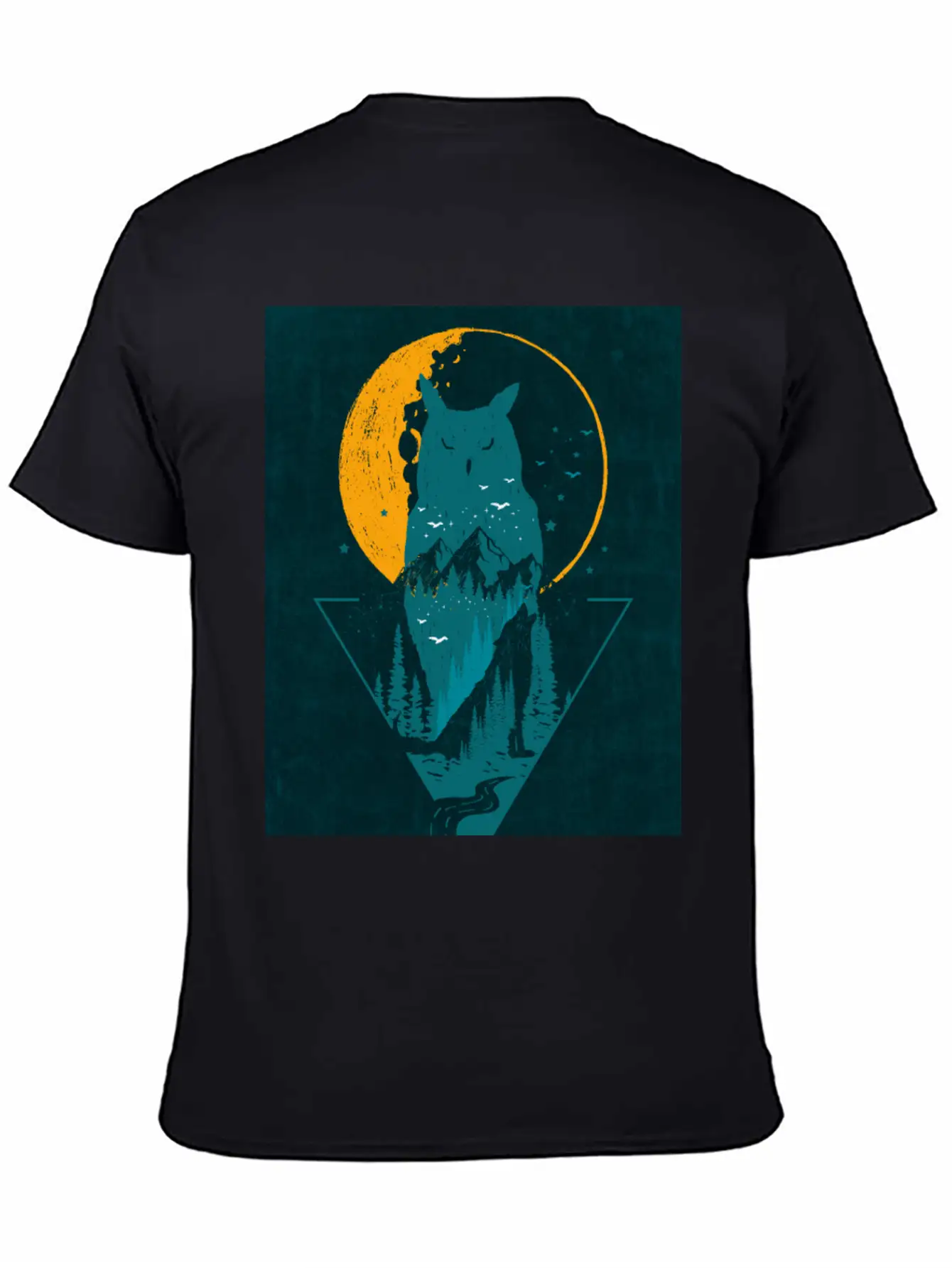 Classy And Minimalist Double Exposure WOLF And OWL Basic Graphic T-Shirt – Daily Comfort In Soft Cotton