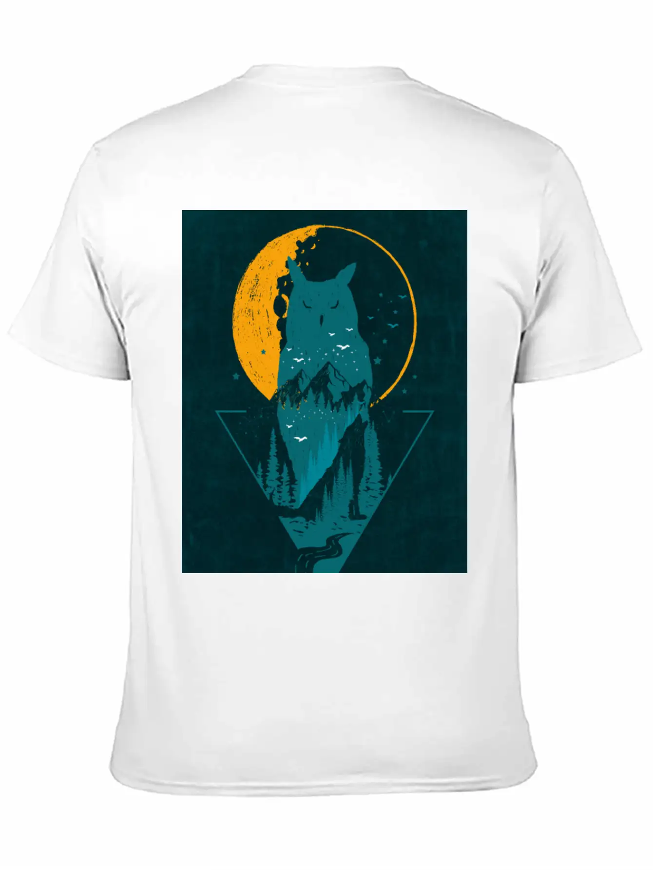Classy And Minimalist Double Exposure WOLF And OWL Basic Graphic T-Shirt – Daily Comfort In Soft Cotton