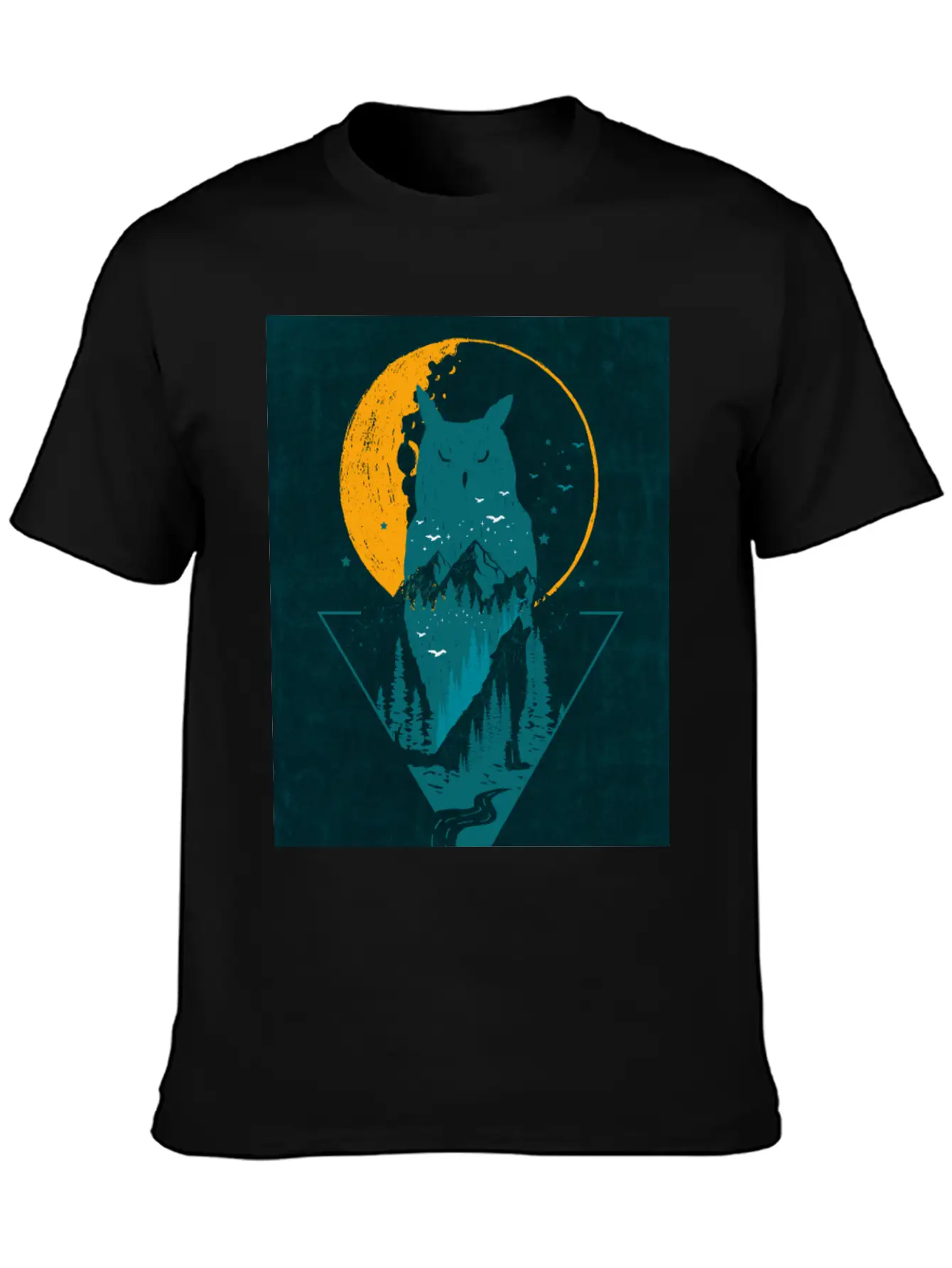Classy And Minimalist Double Exposure WOLF And OWL Basic Graphic T-Shirt – Daily Comfort In Soft Cotton