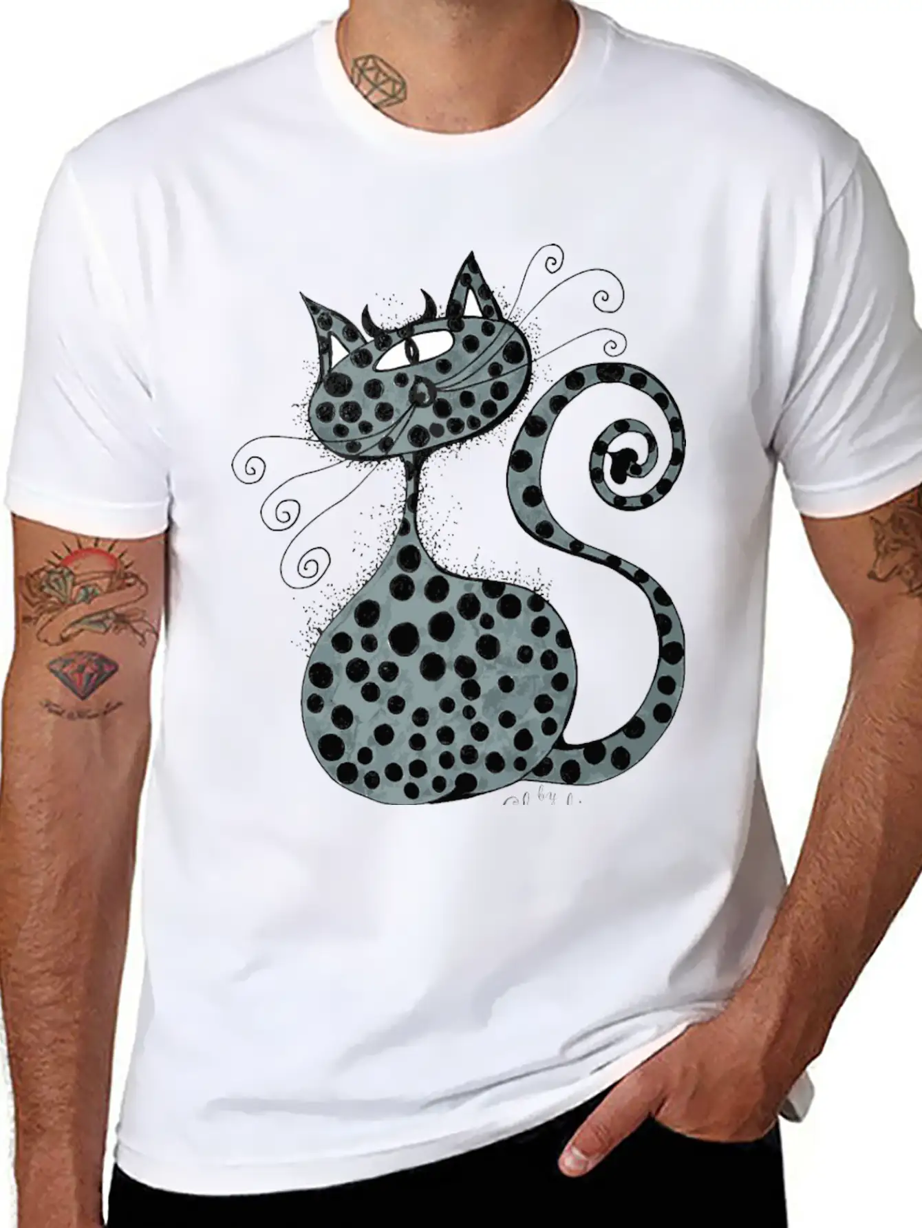 Claudia Worms Cat Stylish Everyday T-Shirt – Unisex Basic Cotton Tee