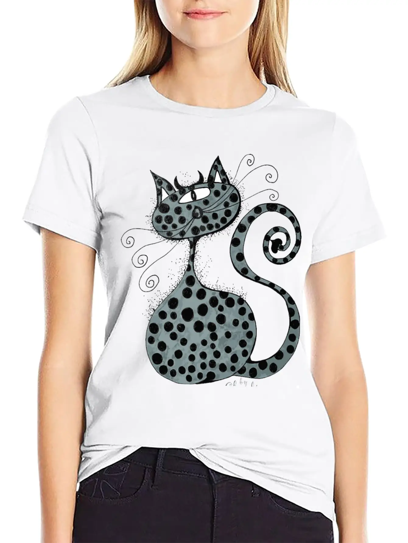 Claudia Worms Cat Stylish Everyday T-Shirt – Unisex Basic Cotton Tee