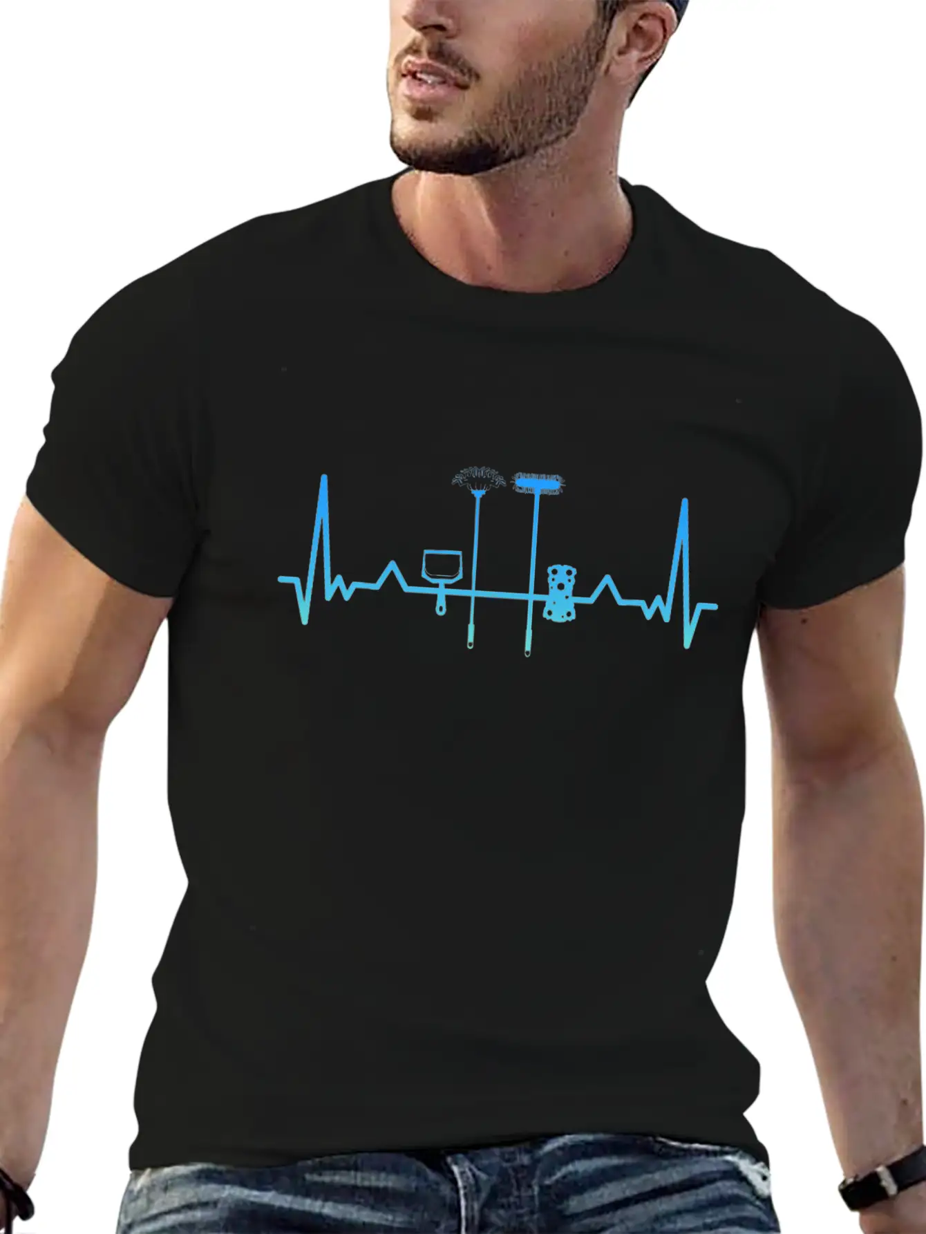 Cleaning Housekeeping Heartbeat Gift Mom Stylish Everyday T-Shirt – Unisex Basic Cotton Tee