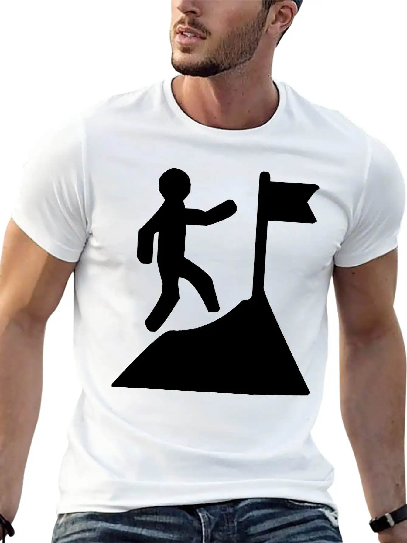 Climbing A Mountain Unisex Short Sleeve Soft Cotton T-Shirt – Casual Everyday Wear