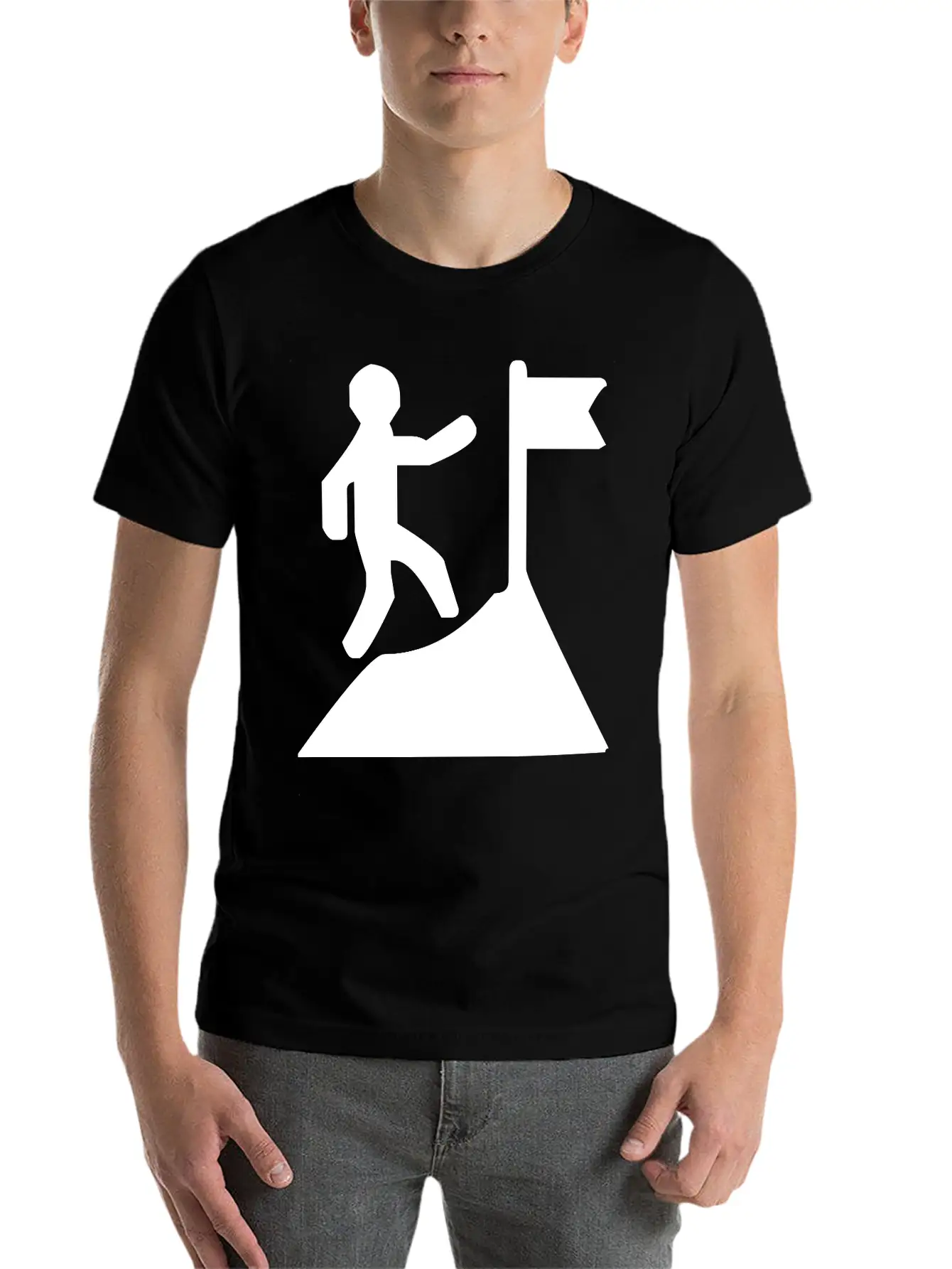 Climbing A Mountain Unisex Short Sleeve Soft Cotton T-Shirt – Casual Everyday Wear
