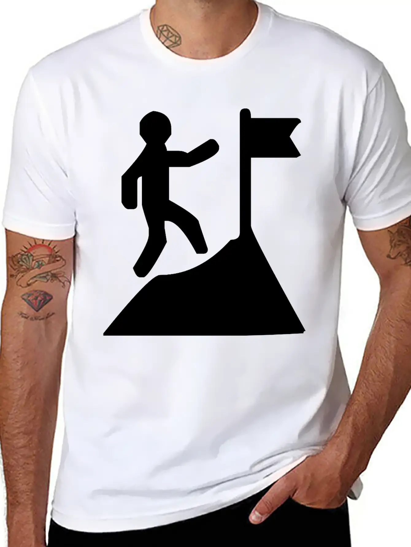 Climbing A Mountain Unisex Short Sleeve Soft Cotton T-Shirt – Casual Everyday Wear