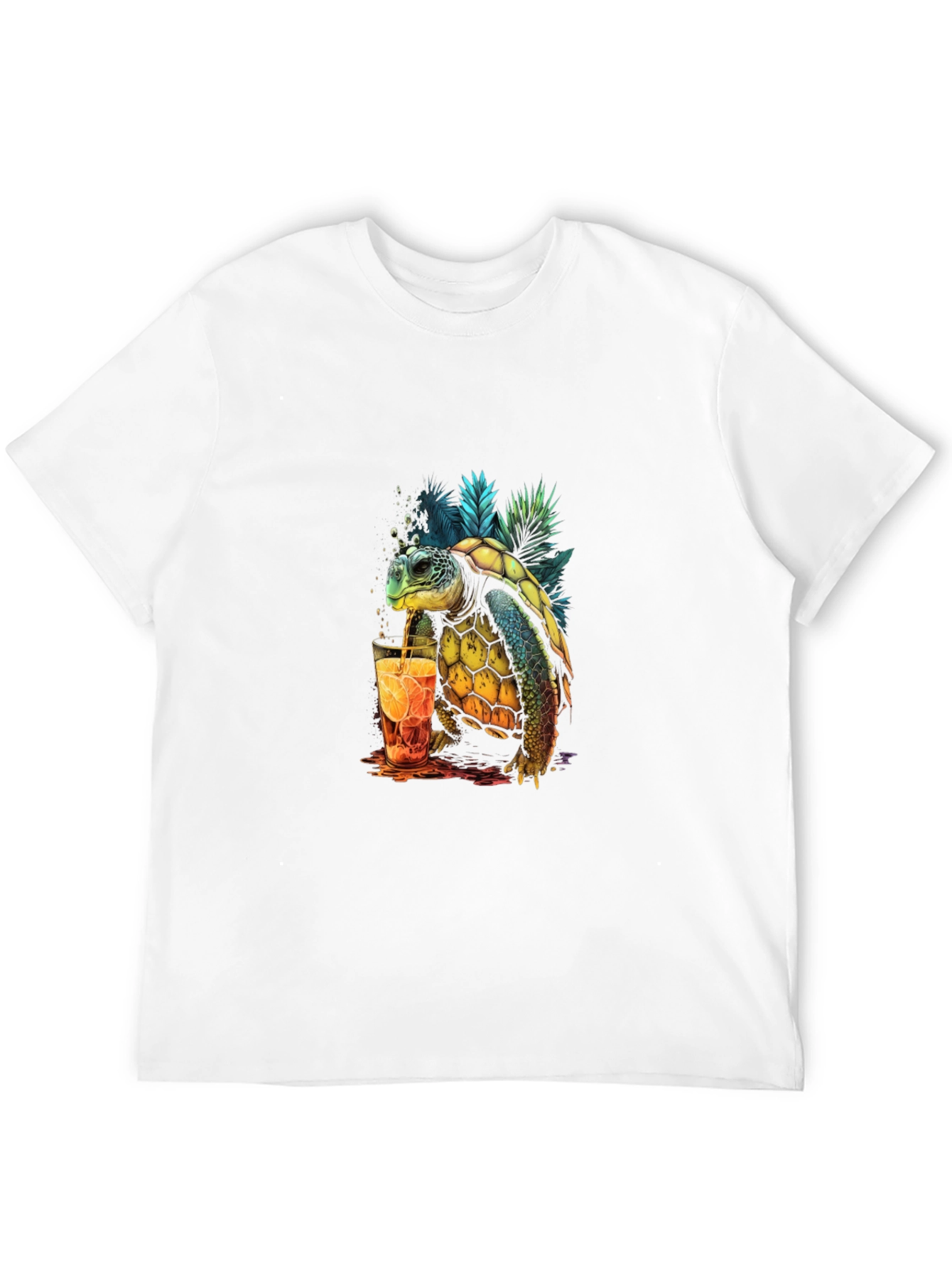 Turtle Sipping Drink Graphic T-Shirt