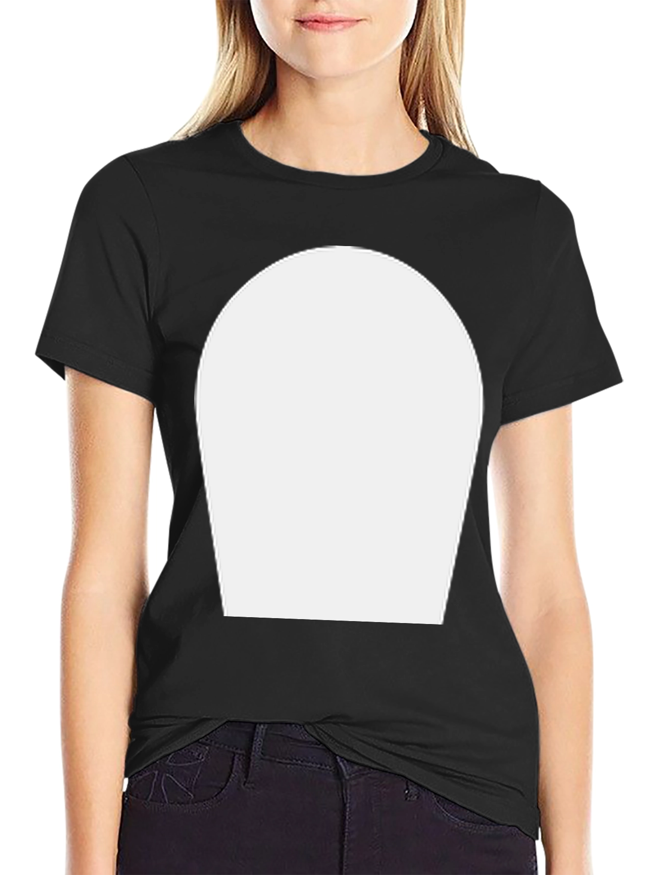 Classic Black T-Shirt with Customizable White Area