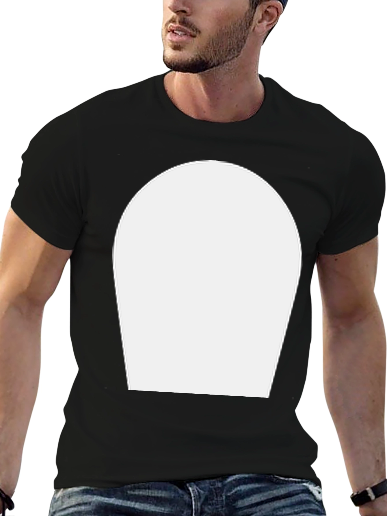 Classic Black T-Shirt with Customizable White Area
