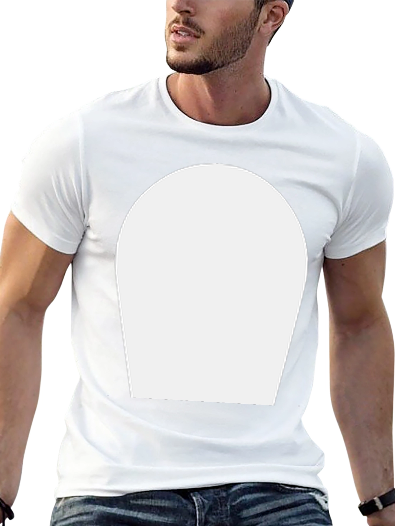 Classic Black T-Shirt with Customizable White Area