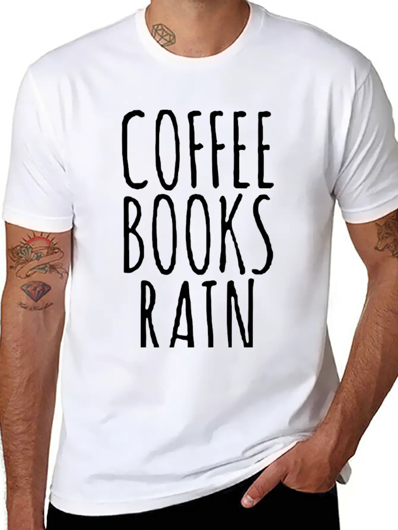 Coffee Books Rain Basic Graphic T-Shirt – Daily Comfort In Soft Cotton