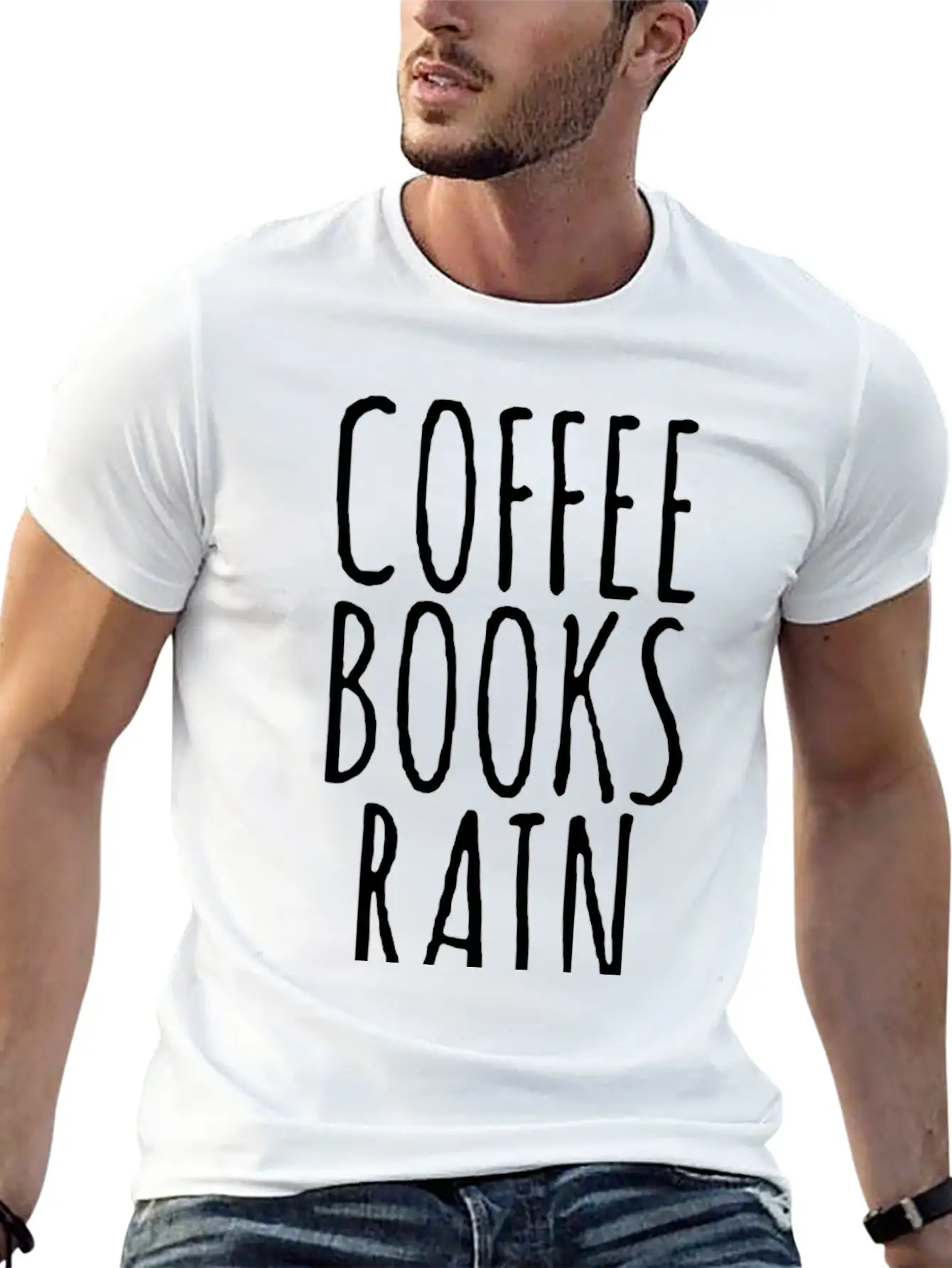 Coffee Books Rain Basic Graphic T-Shirt – Daily Comfort In Soft Cotton