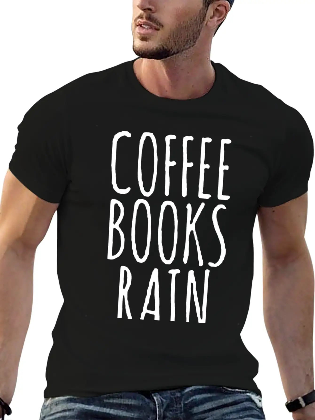 Coffee Books Rain Basic Graphic T-Shirt – Daily Comfort In Soft Cotton