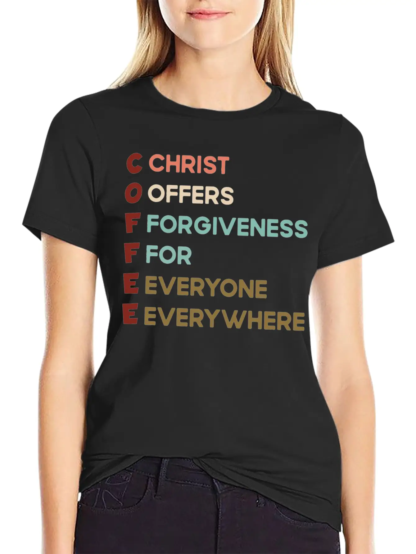 Coffee Christ Offers Forgiveness For Everyone Ever Unisex Short Sleeve Soft Cotton T-Shirt – Casual Everyday Wear