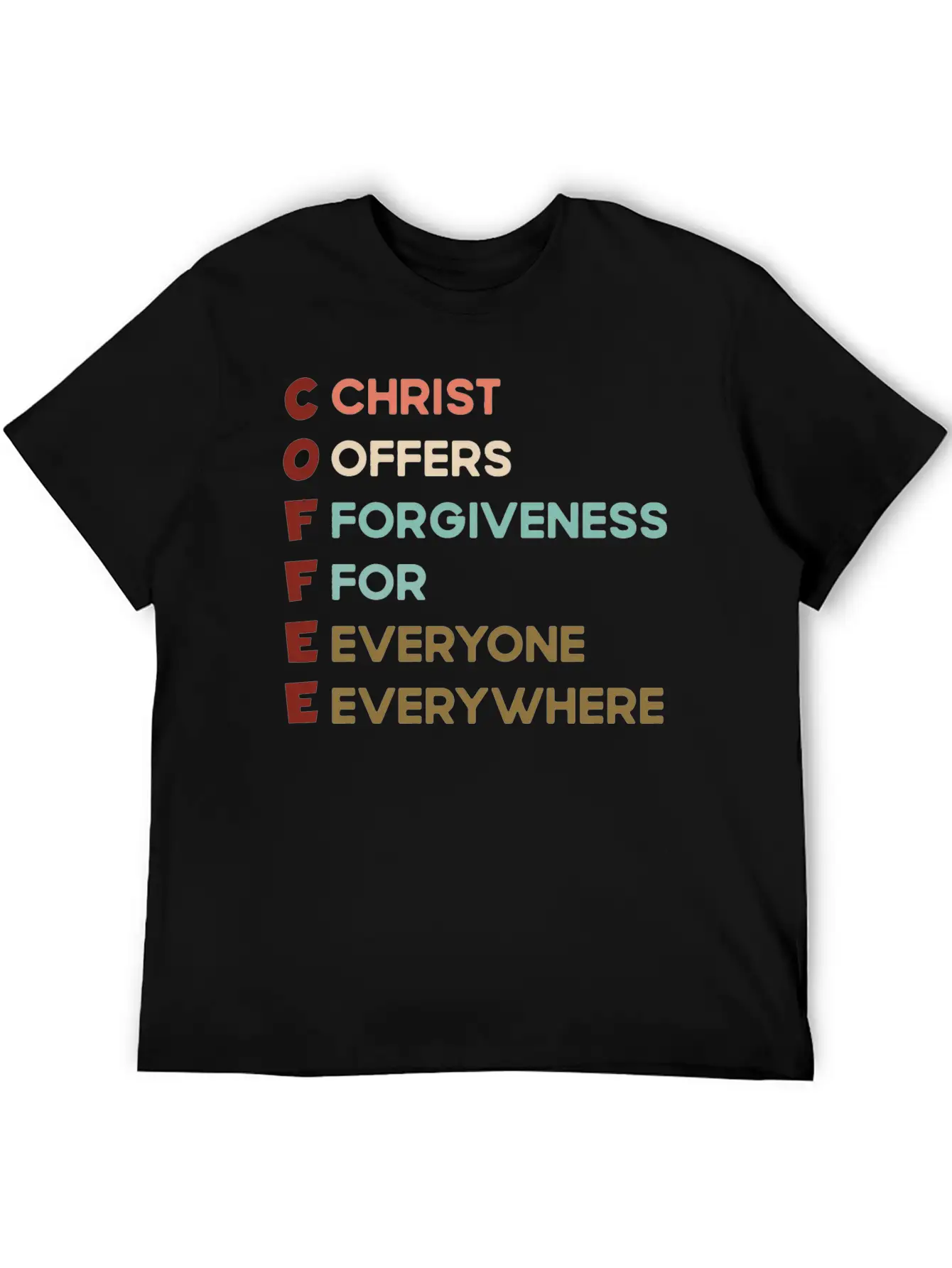 Coffee Christ Offers Forgiveness For Everyone Ever Unisex Short Sleeve Soft Cotton T-Shirt – Casual Everyday Wear