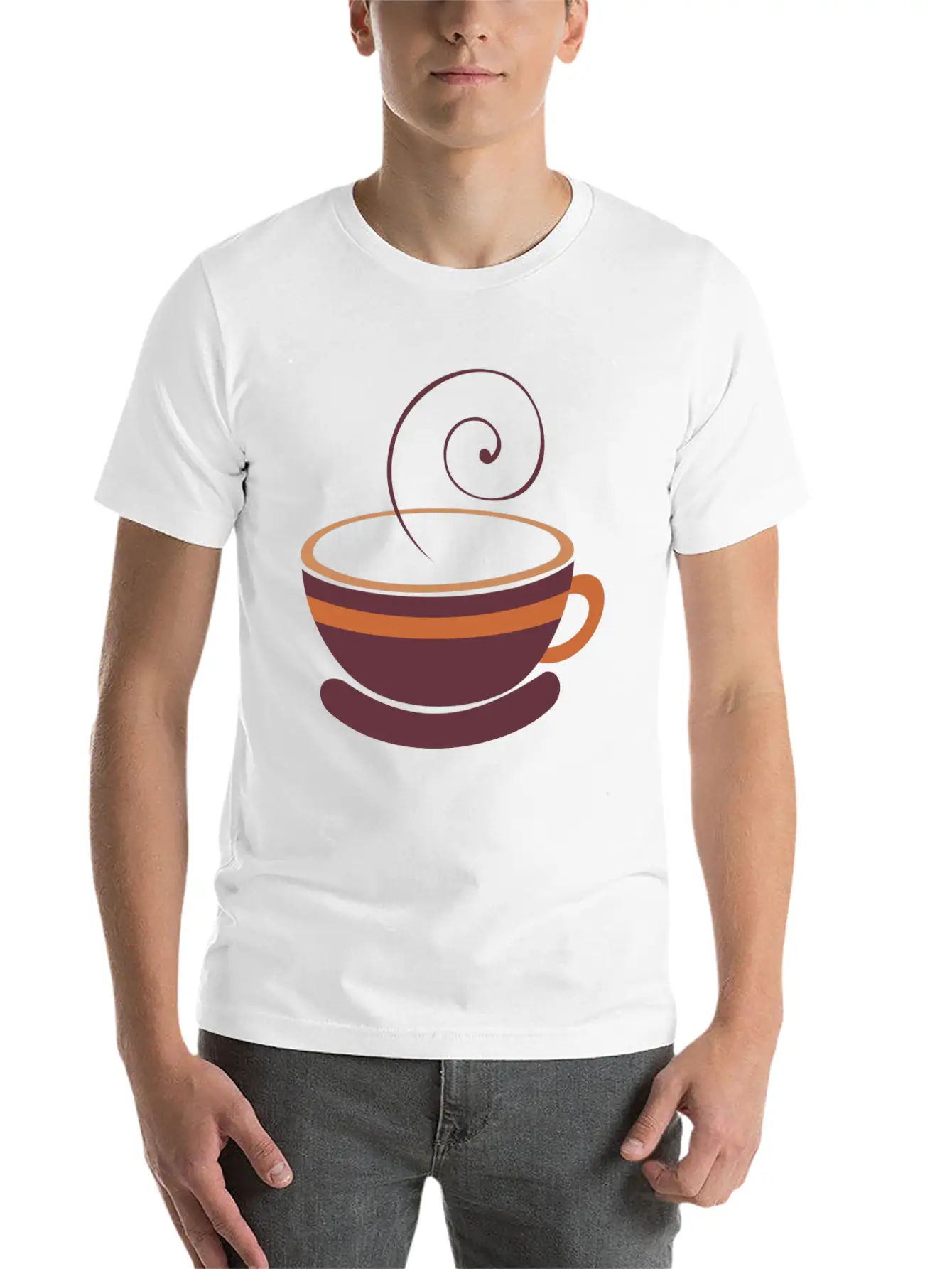 Coffee Cup Line Art Unisex Short Sleeve Soft Cotton T-Shirt – Casual Everyday Wear
