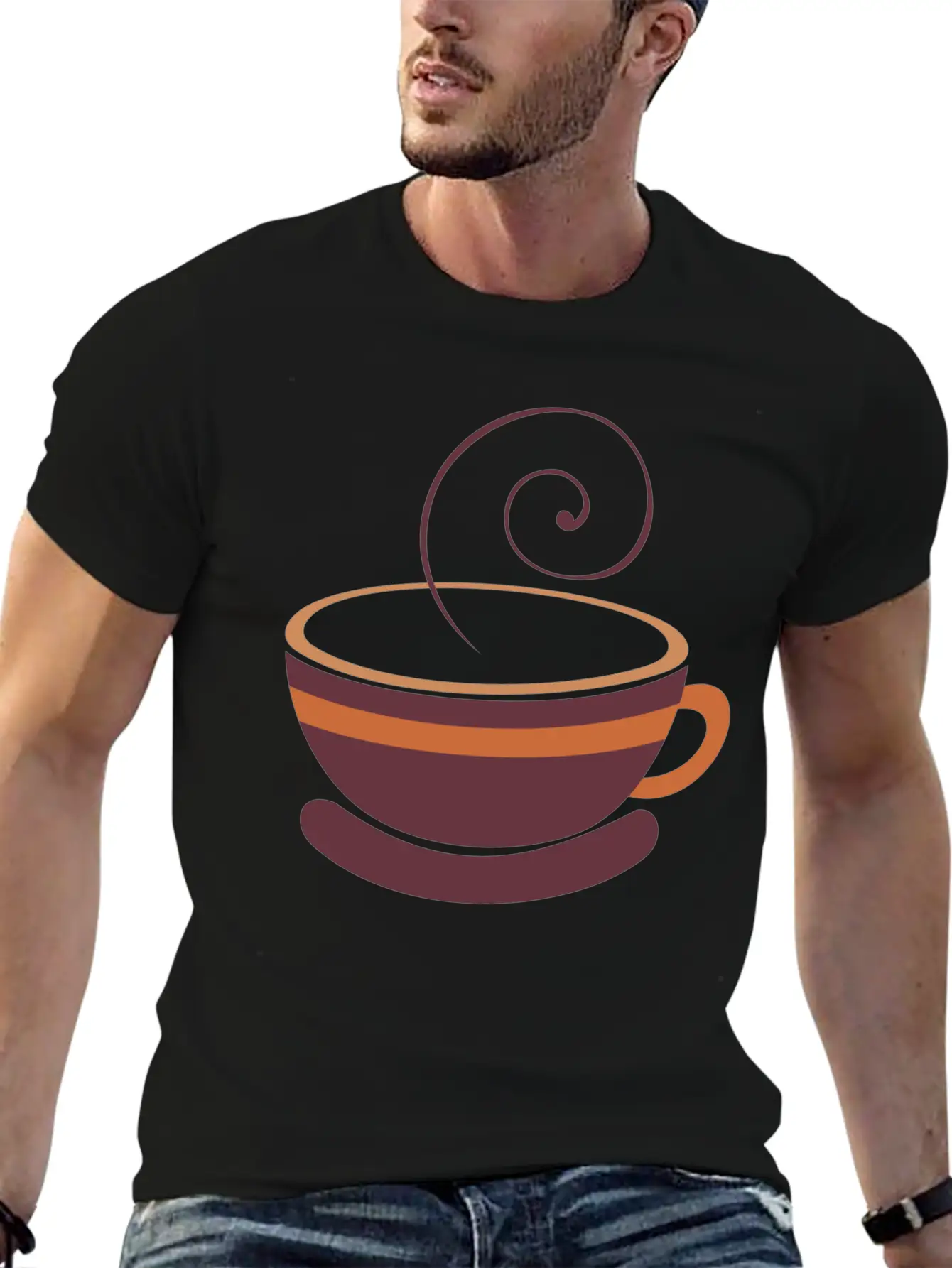 Coffee Cup Line Art Unisex Short Sleeve Soft Cotton T-Shirt – Casual Everyday Wear