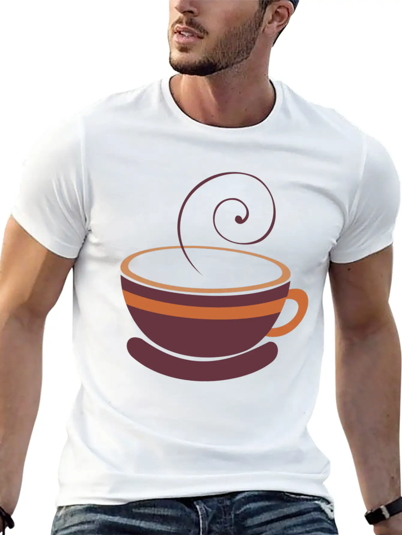 Coffee Cup Line Art Unisex Short Sleeve Soft Cotton T-Shirt – Casual Everyday Wear