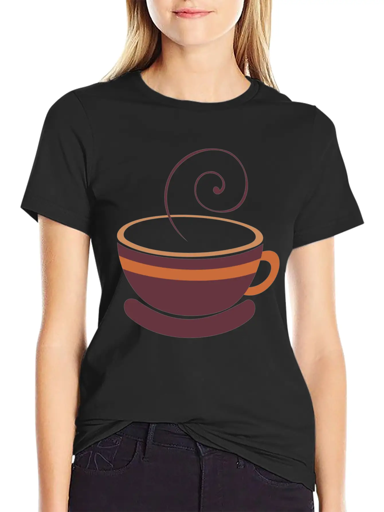Coffee Cup Line Art Unisex Short Sleeve Soft Cotton T-Shirt – Casual Everyday Wear