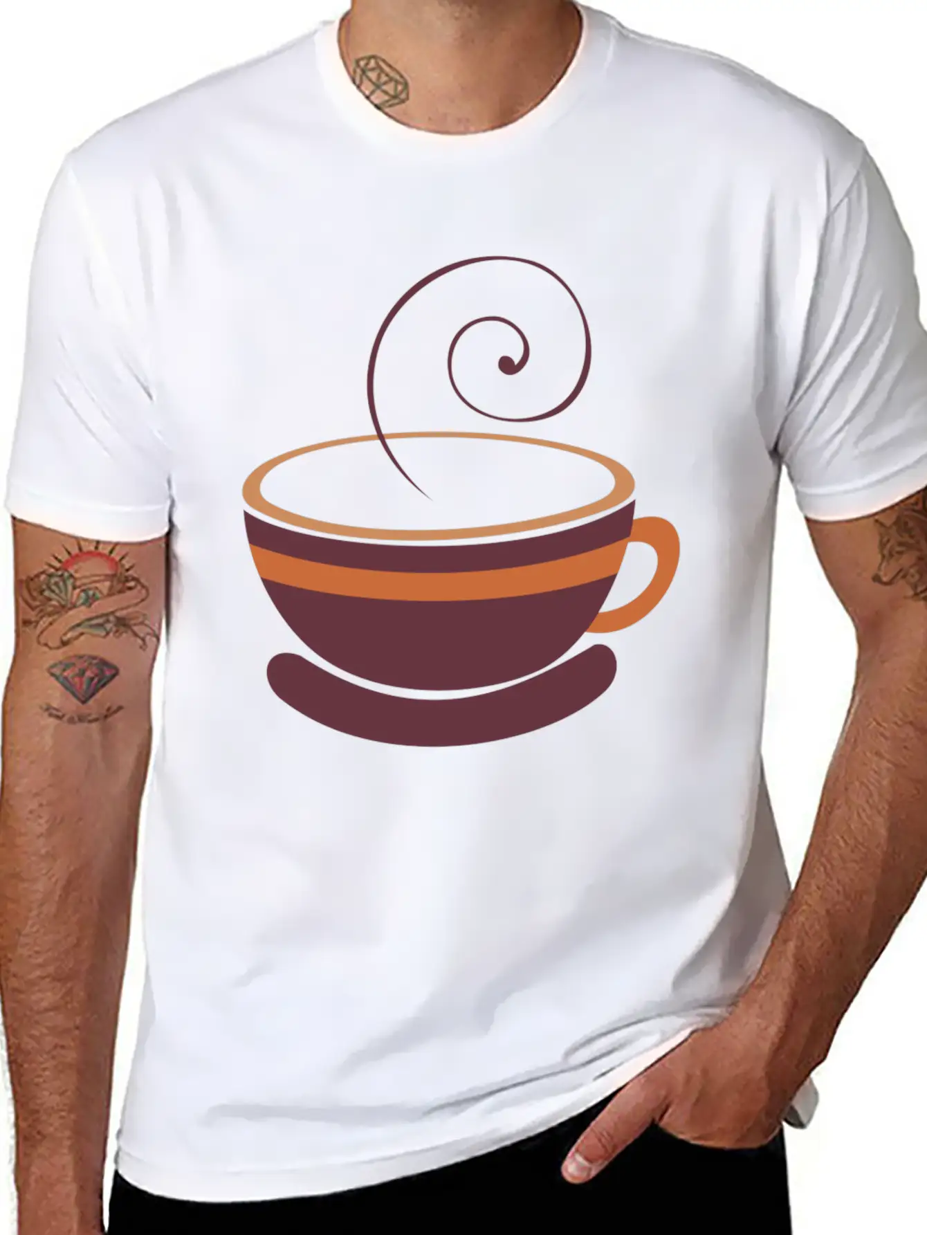 Coffee Cup Line Art Unisex Short Sleeve Soft Cotton T-Shirt – Casual Everyday Wear