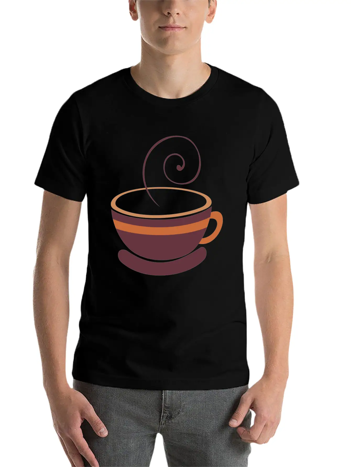 Coffee Cup Line Art Unisex Short Sleeve Soft Cotton T-Shirt – Casual Everyday Wear