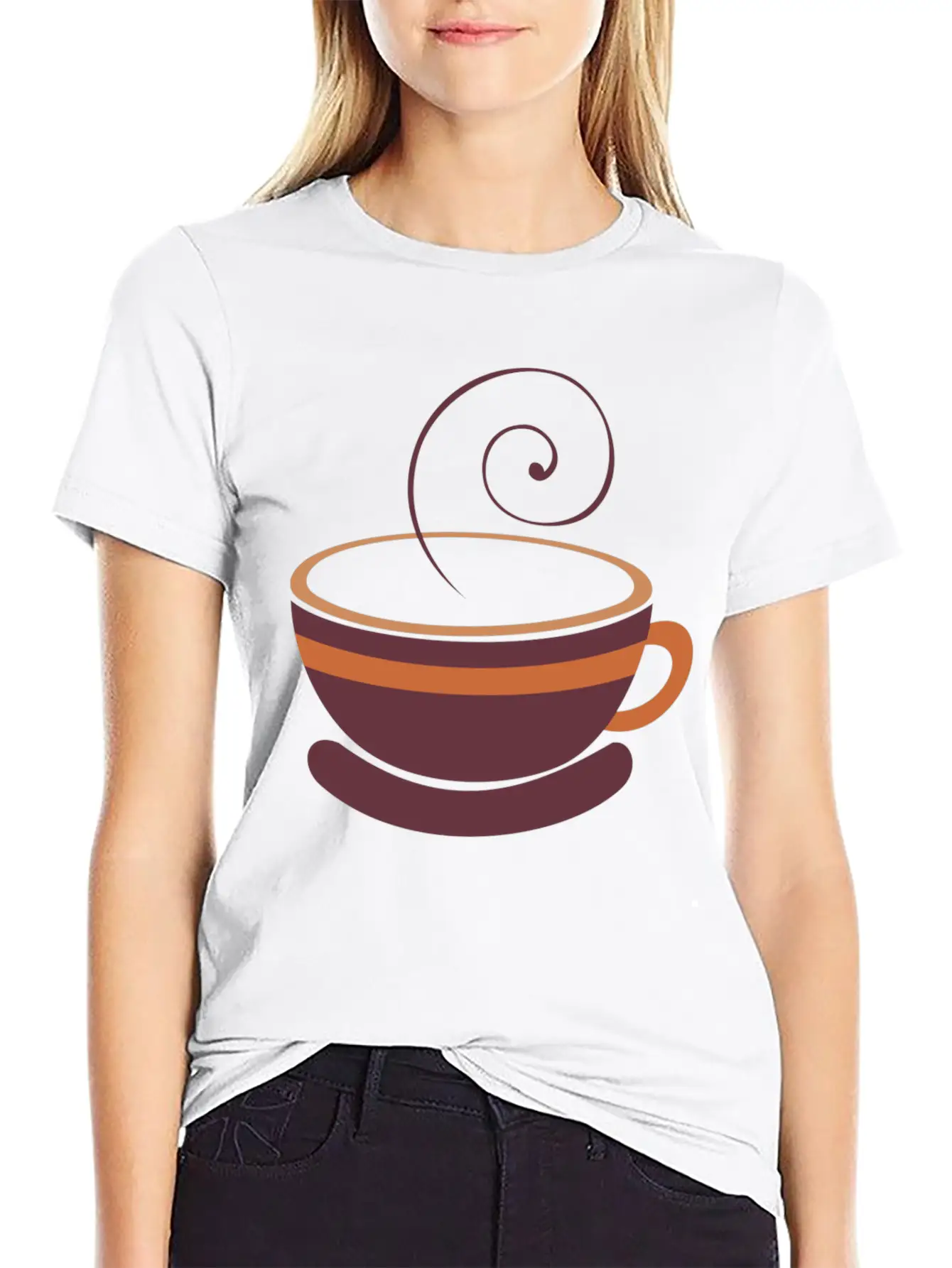 Coffee Cup Line Art Unisex Short Sleeve Soft Cotton T-Shirt – Casual Everyday Wear