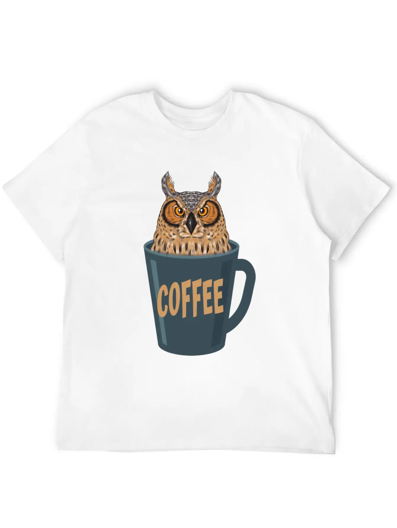 Coffee Lover Owl Stylish Everyday T-Shirt – Unisex Basic Cotton Tee