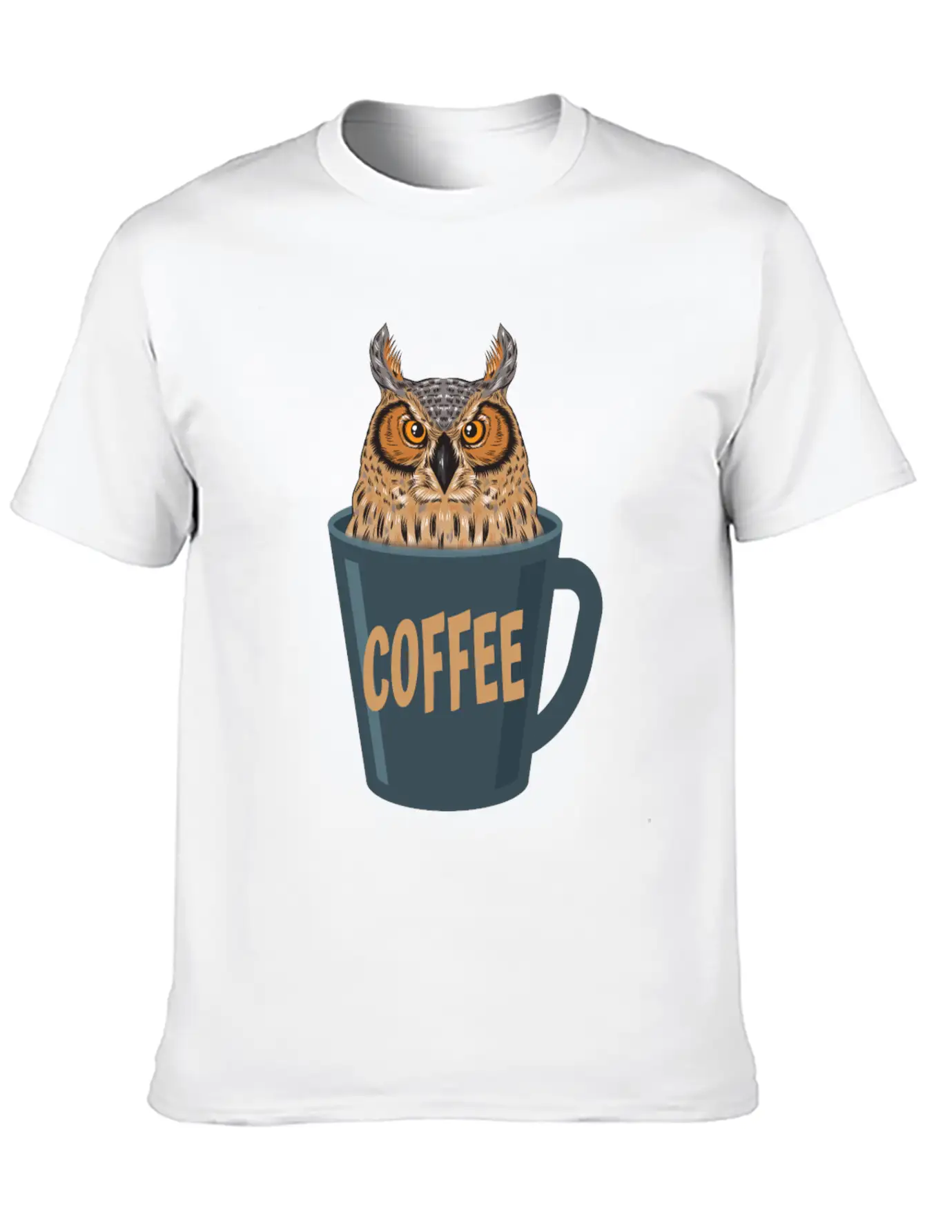 Coffee Lover Owl Stylish Everyday T-Shirt – Unisex Basic Cotton Tee