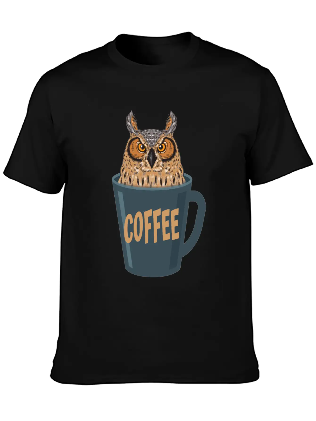 Coffee Lover Owl Stylish Everyday T-Shirt – Unisex Basic Cotton Tee