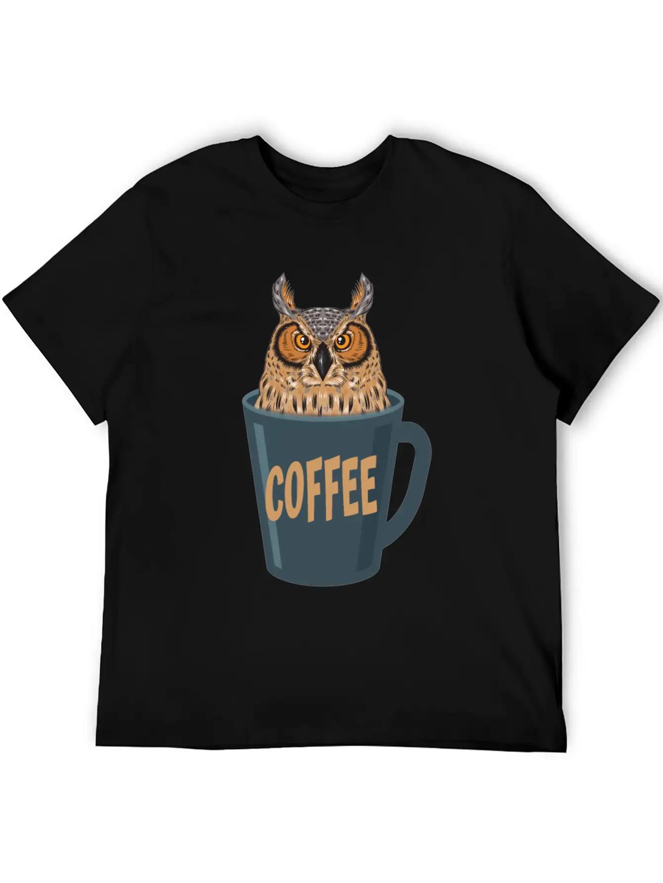 Coffee Lover Owl Stylish Everyday T-Shirt – Unisex Basic Cotton Tee