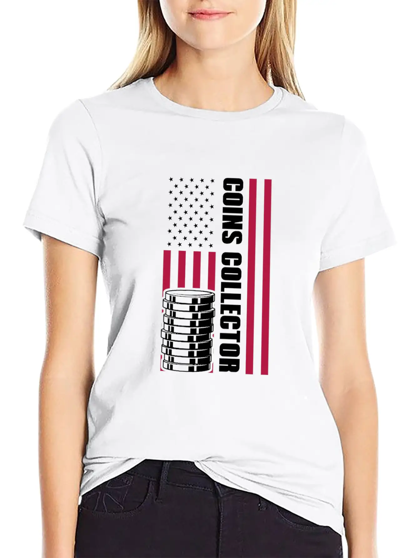 Coins Collector USA American Flag Timeless Short Sleeve Tee – Comfy And Minimalist Design