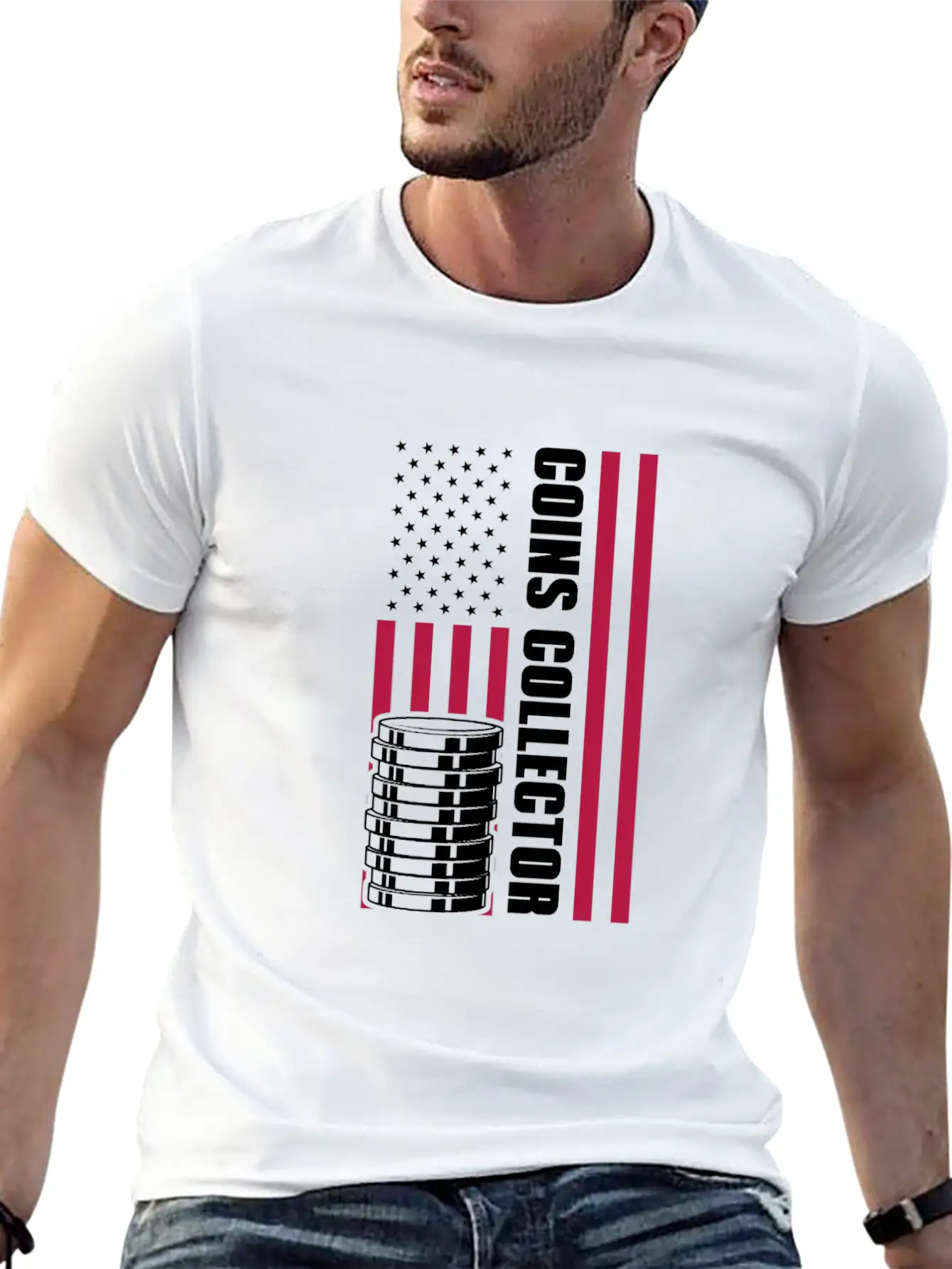 Coins Collector USA American Flag Timeless Short Sleeve Tee – Comfy And Minimalist Design